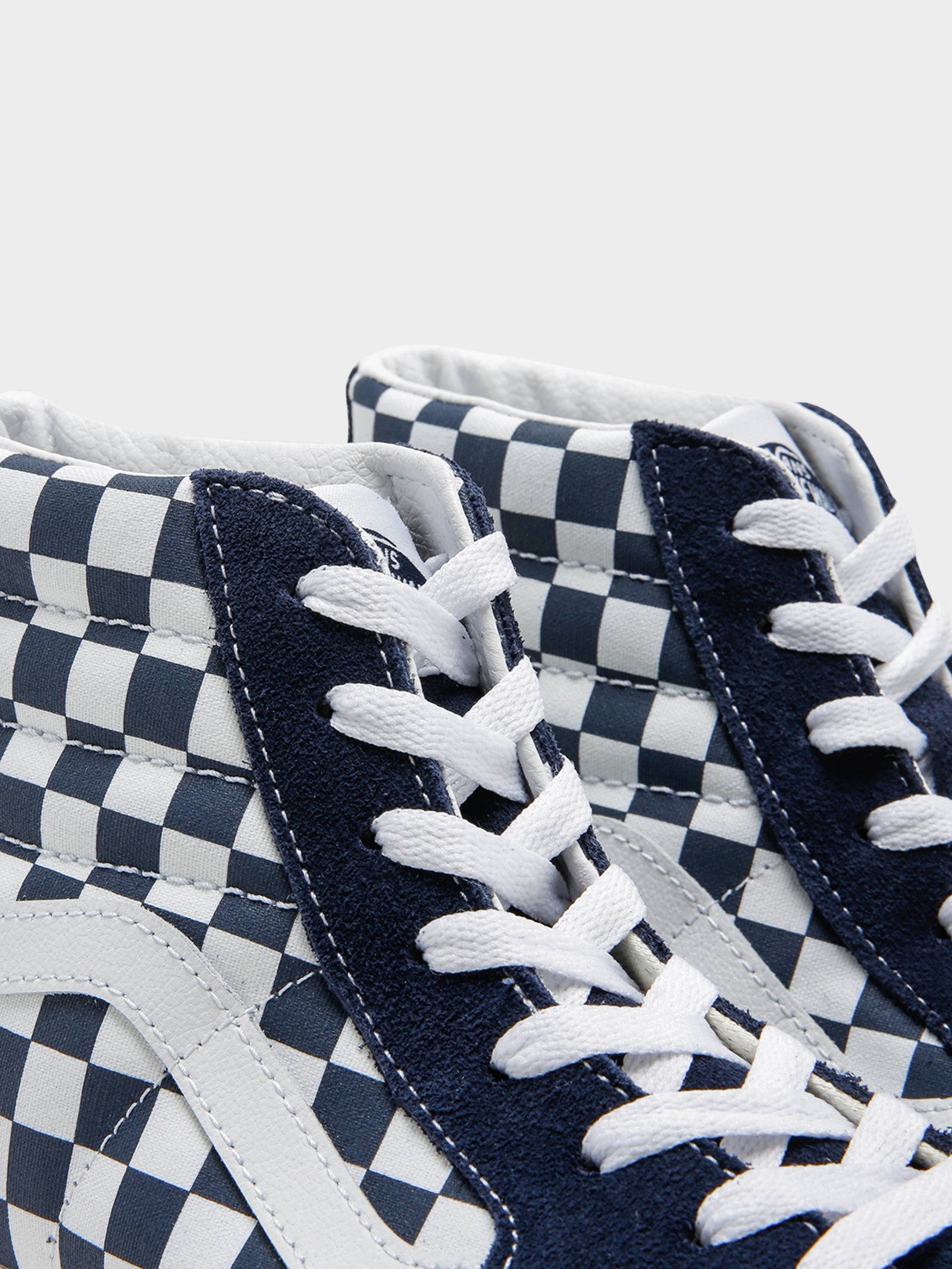 Unisex Sk8 High Top Sneakers in Checkerboard Dress Blues & White