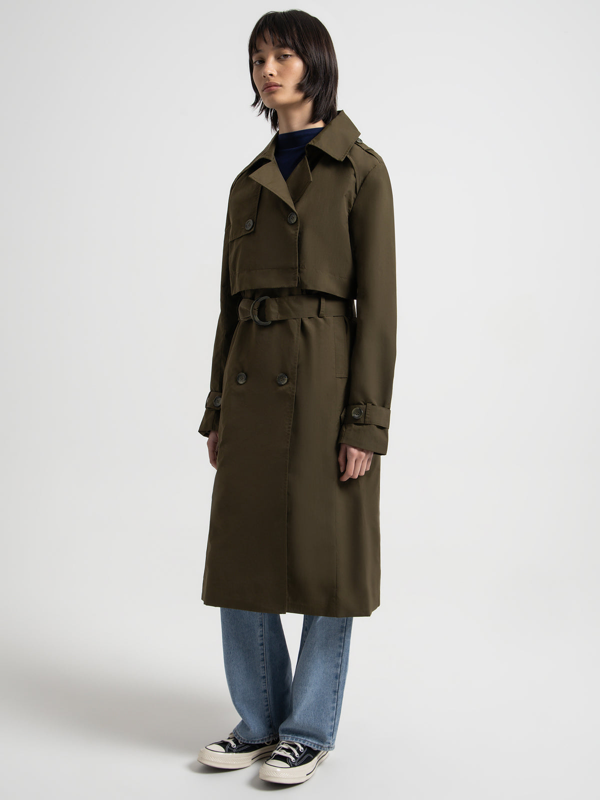 Beyond Her Ivy Zip Off Trench Coat | Khaki