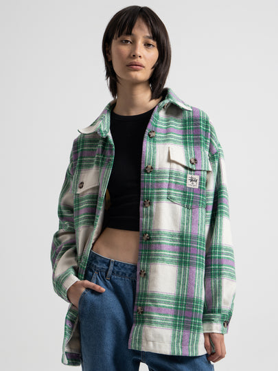 Harley Check Worker Jacket in White Mauve