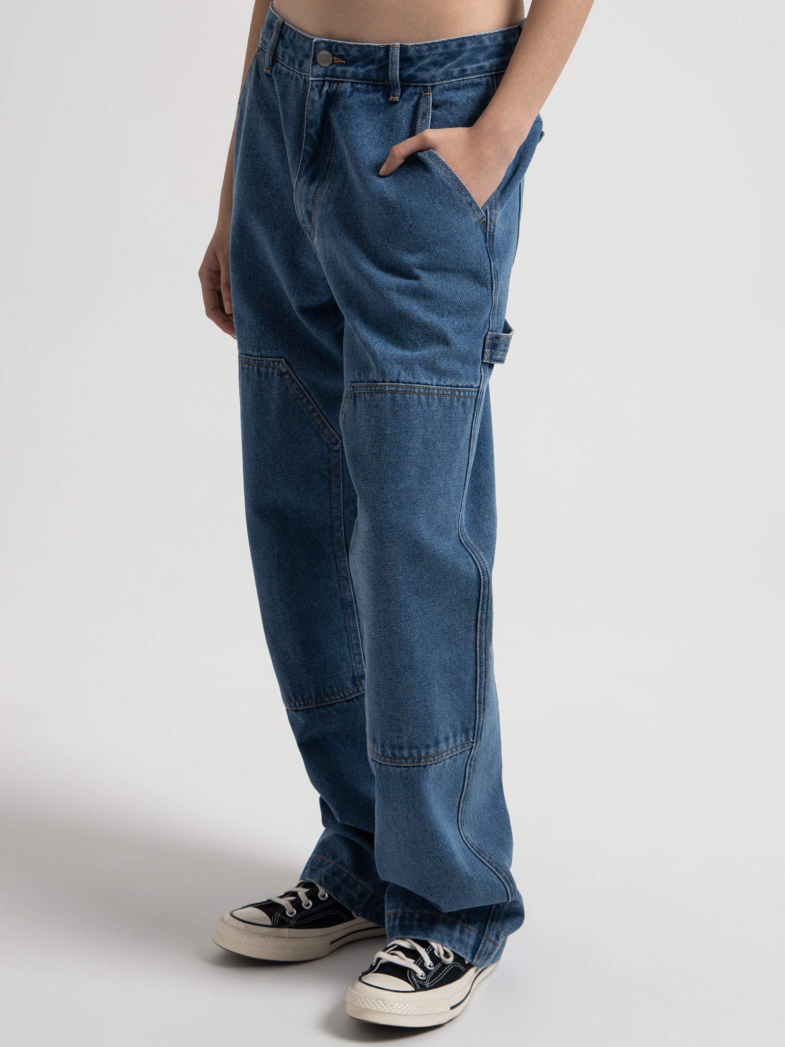 Workwear Carpenter Pants in Blue Denim - Glue Store