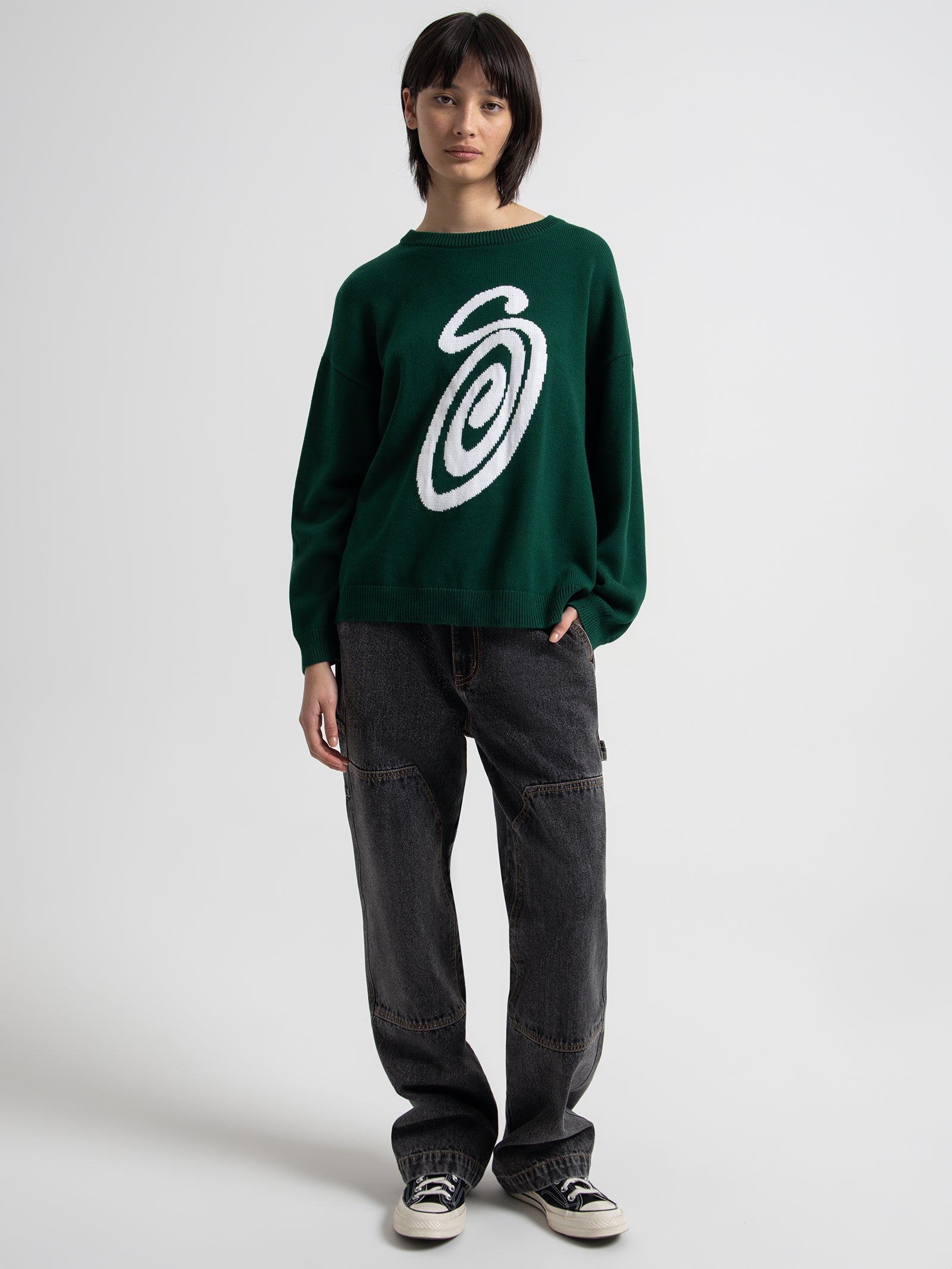 STUSSY CURLY S SWEATERニットブラックM - スウェット