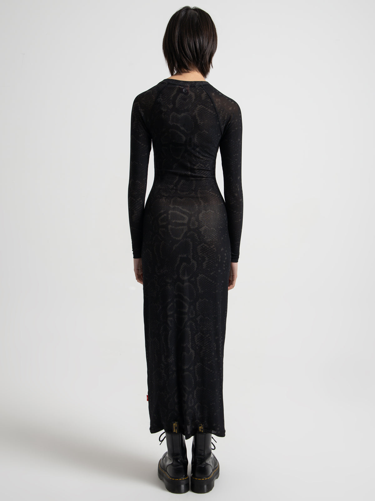 Worship Viper Long Sleeve Mesh Maxi Dress | Washed Black
