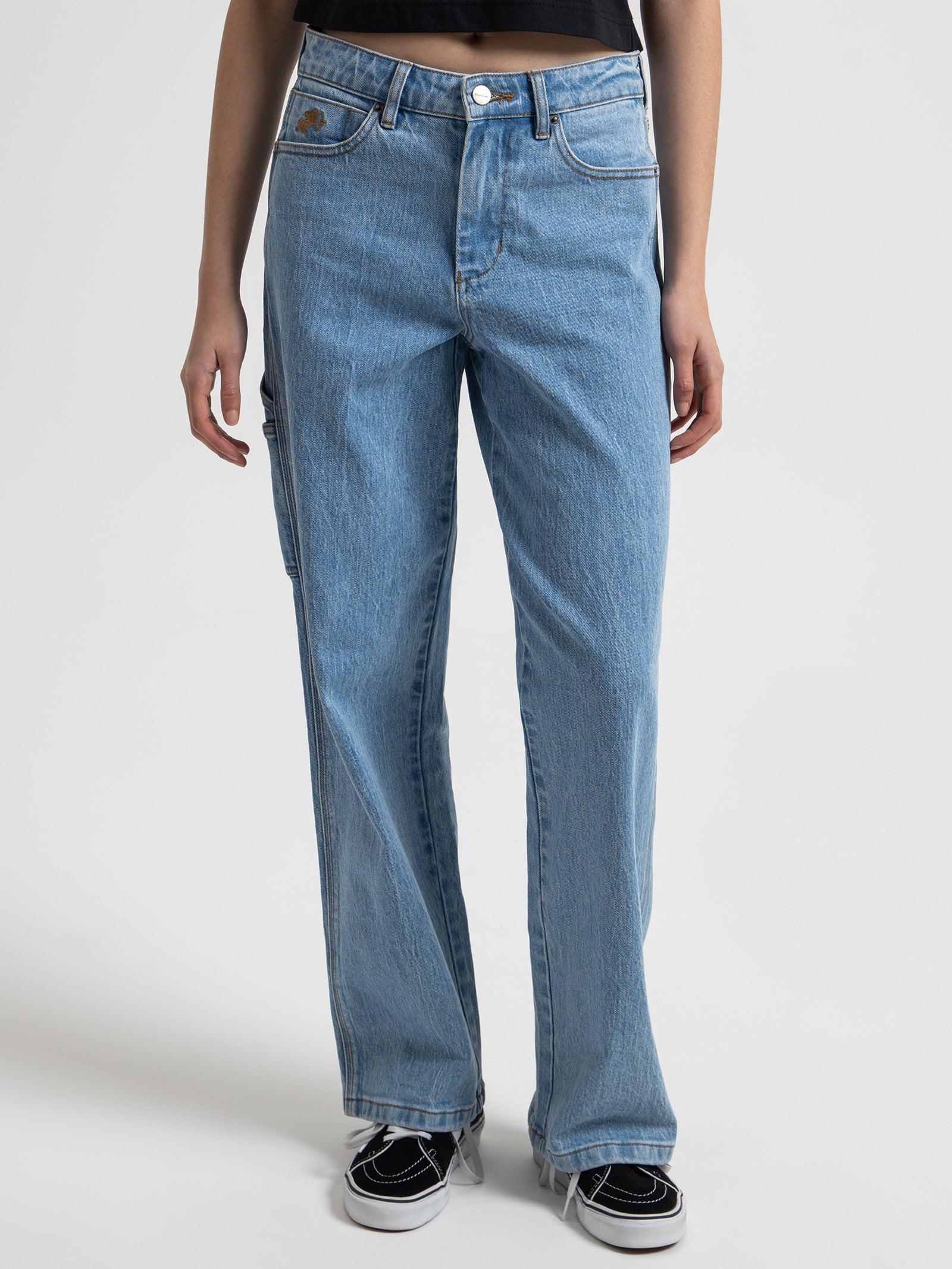 Ponder Carpenter Baggy Jeans in Electric Blue Fade - Glue Store