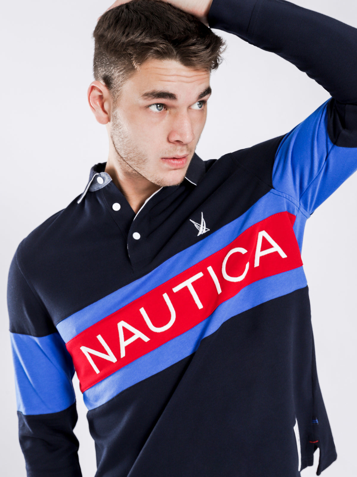 Chest Logo Rugby Shirt in Navy
