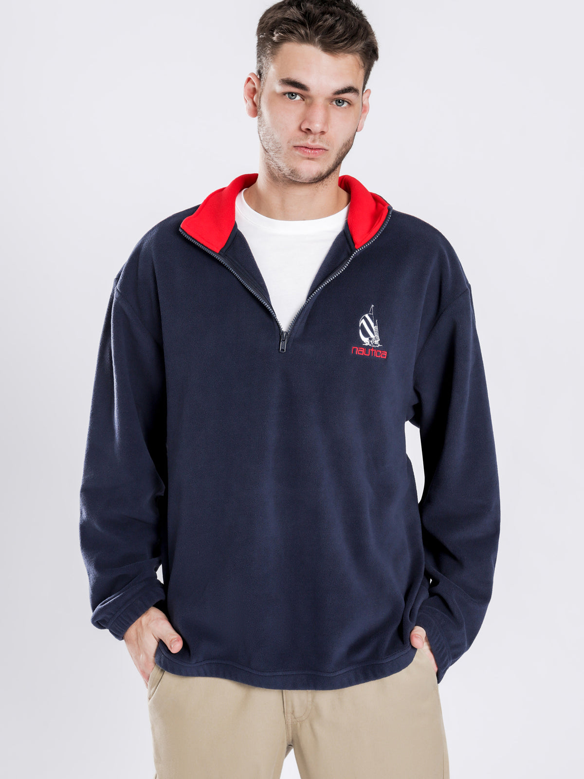 Nautica Re-Issue 1/4 Zip Vintage Polar Fleece Pullover | S