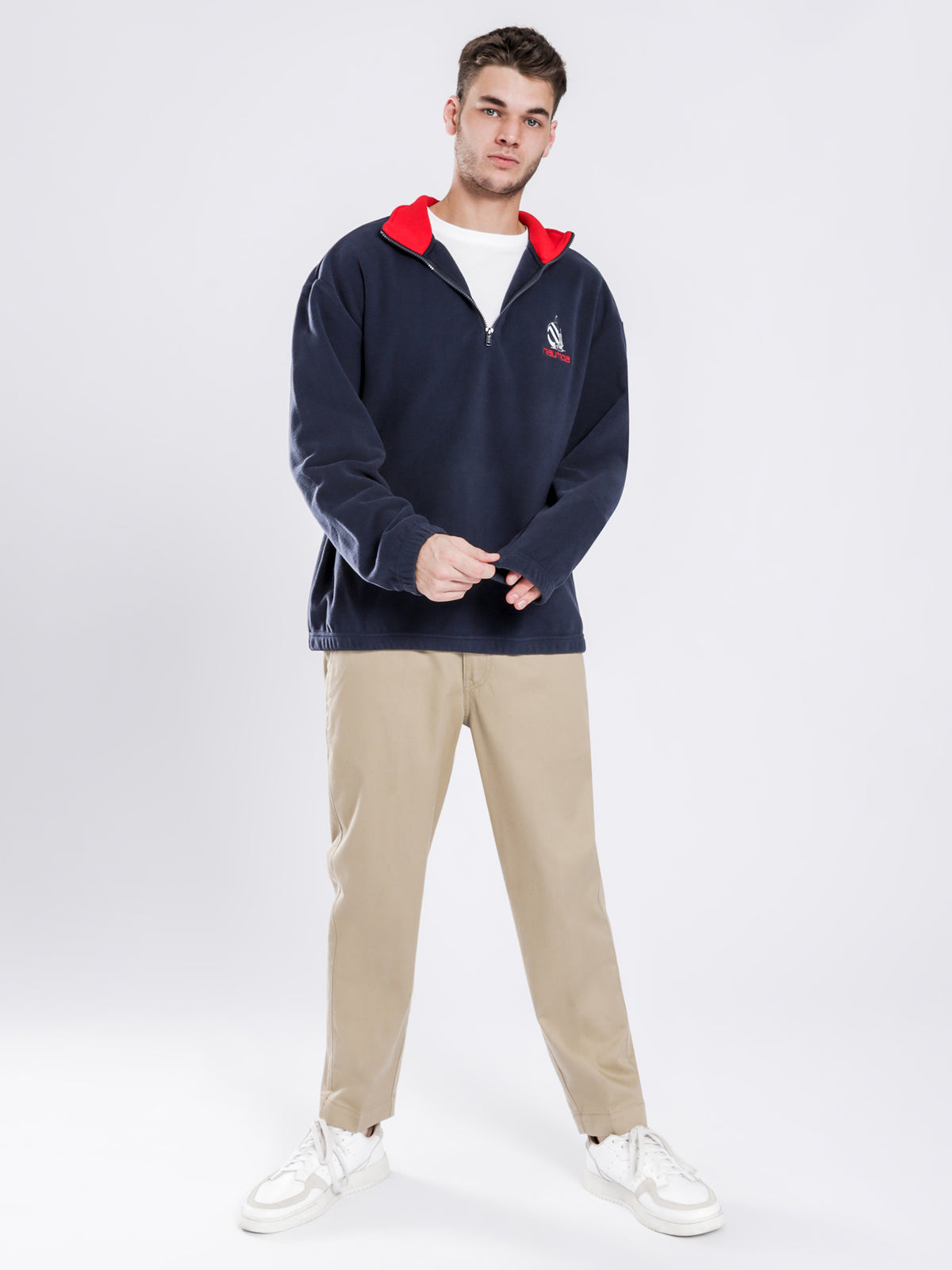 Nautica Re-Issue 1/4 Zip Vintage Polar Fleece Pullover | S