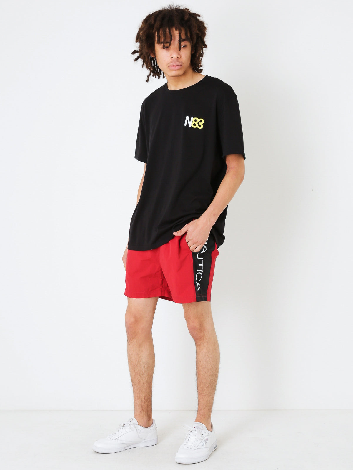 Side Panel Shorts in Red