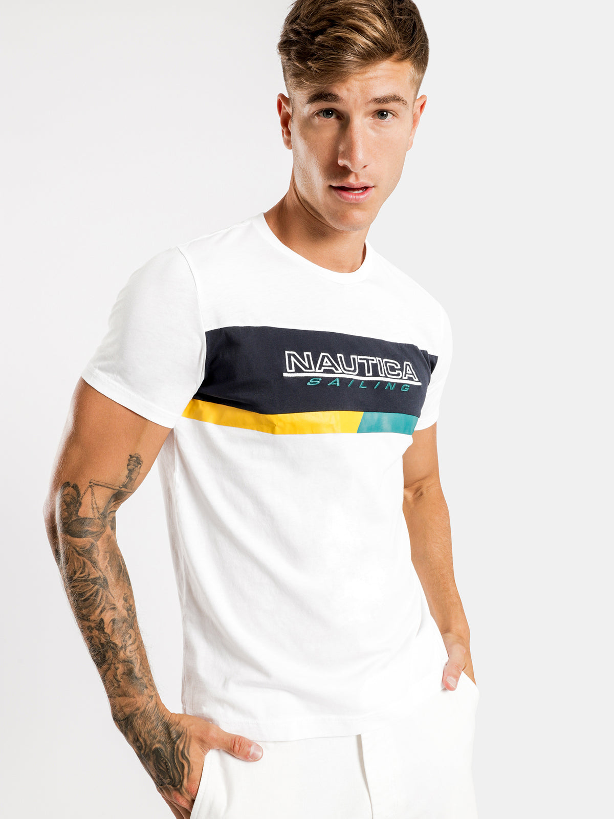 The Block Sailing Graphic T-Shirt in Bright White