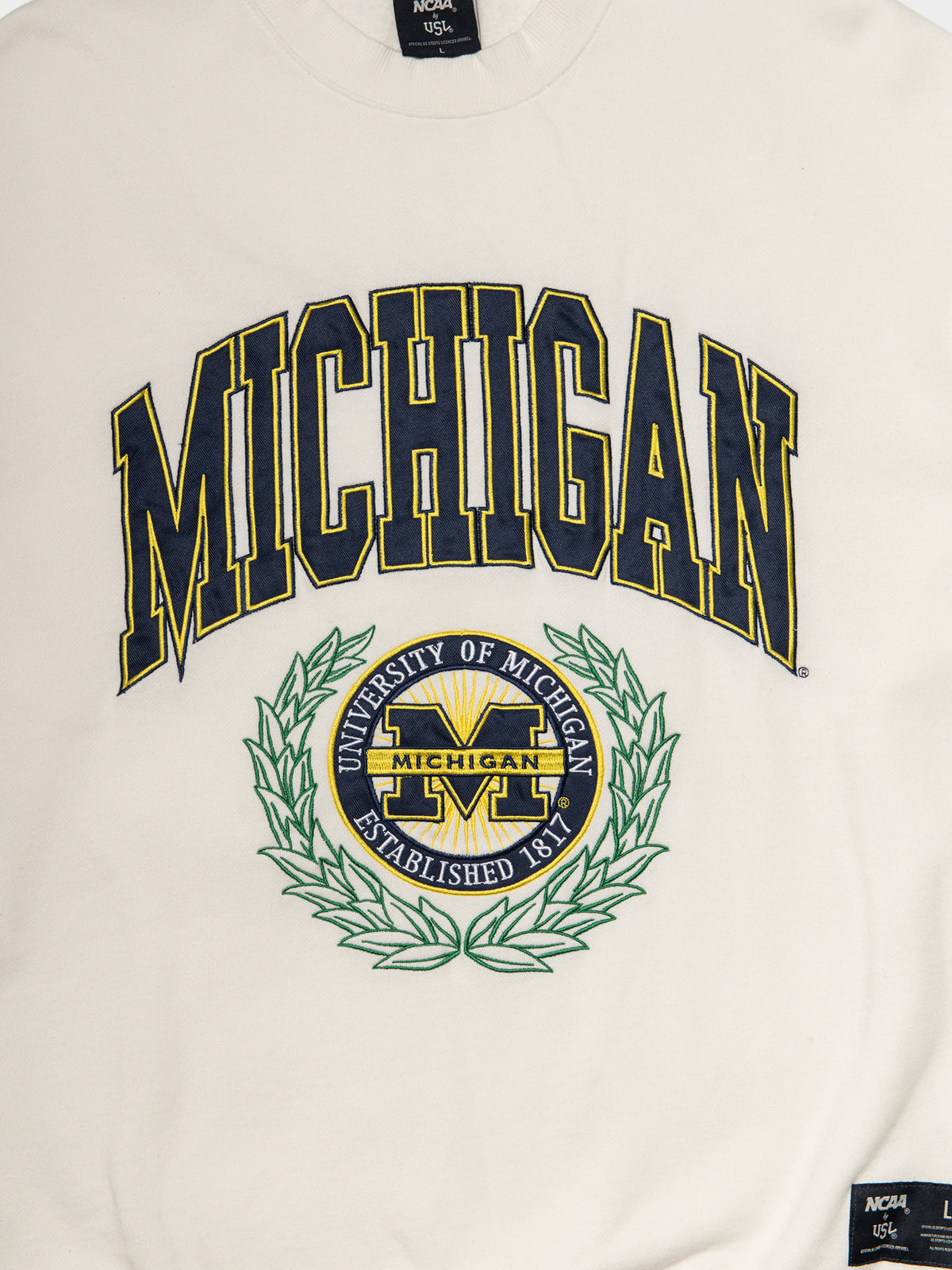 Michigan Vintage Crew Sweat in Vintage White