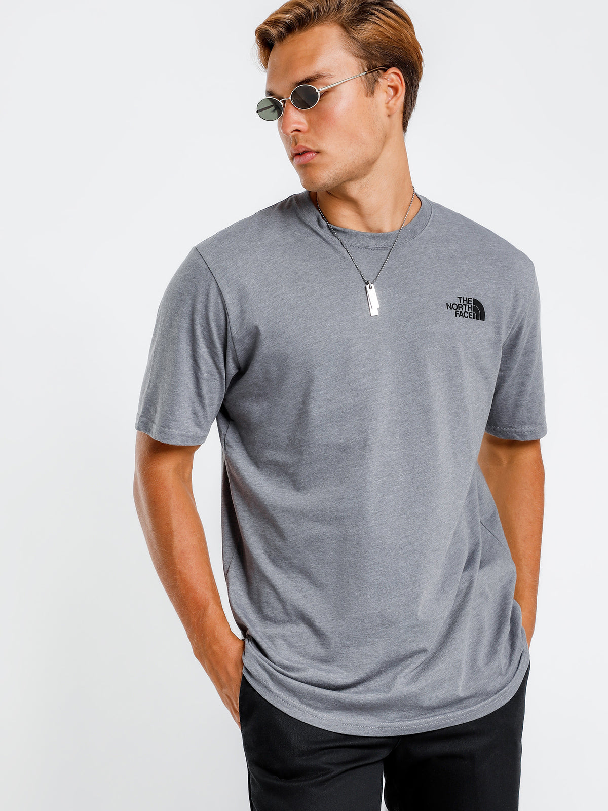 Red Box Short Sleeve T-Shirt in Grey