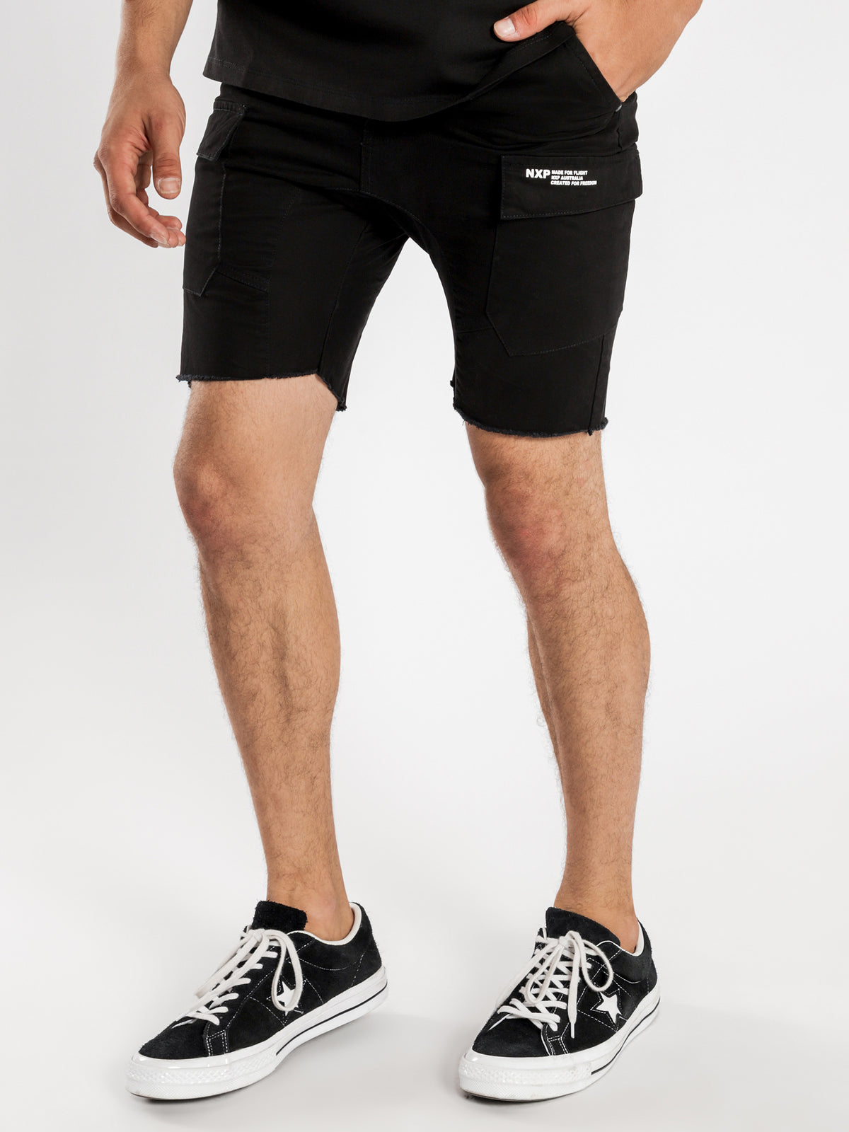 Sabre Slim-Fit Cargo Shorts in Black