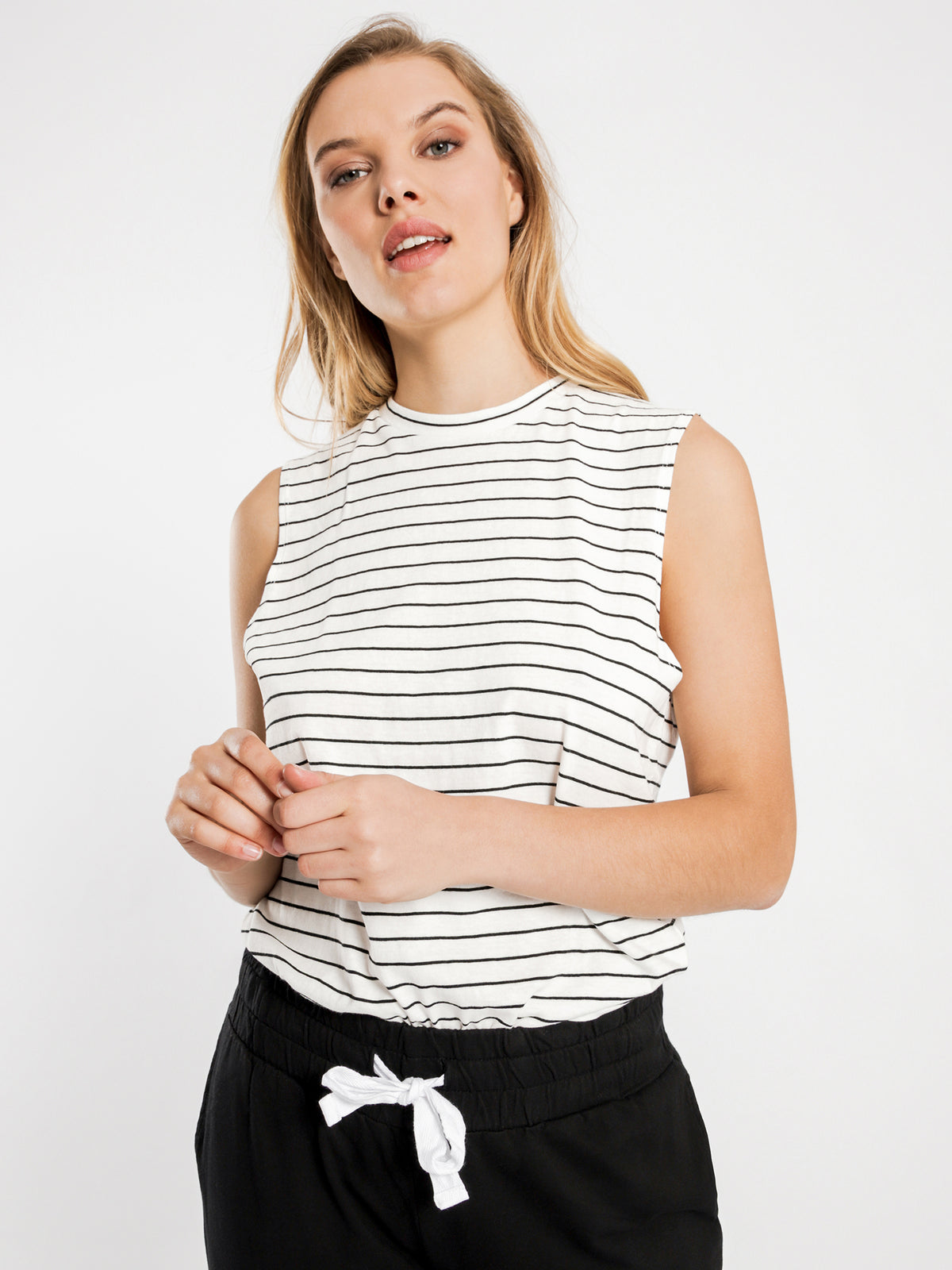 Jameson Knot-Back Muscle in White &amp; Black Stripe