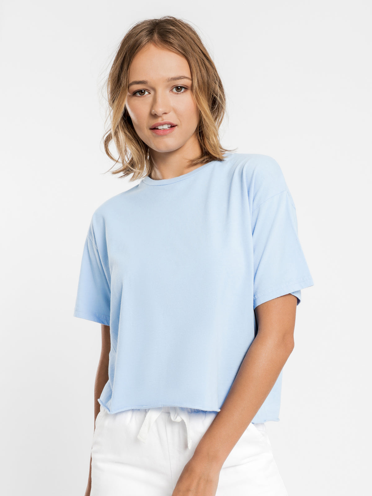 Carmen Washed T-Shirt in Chambray Blue