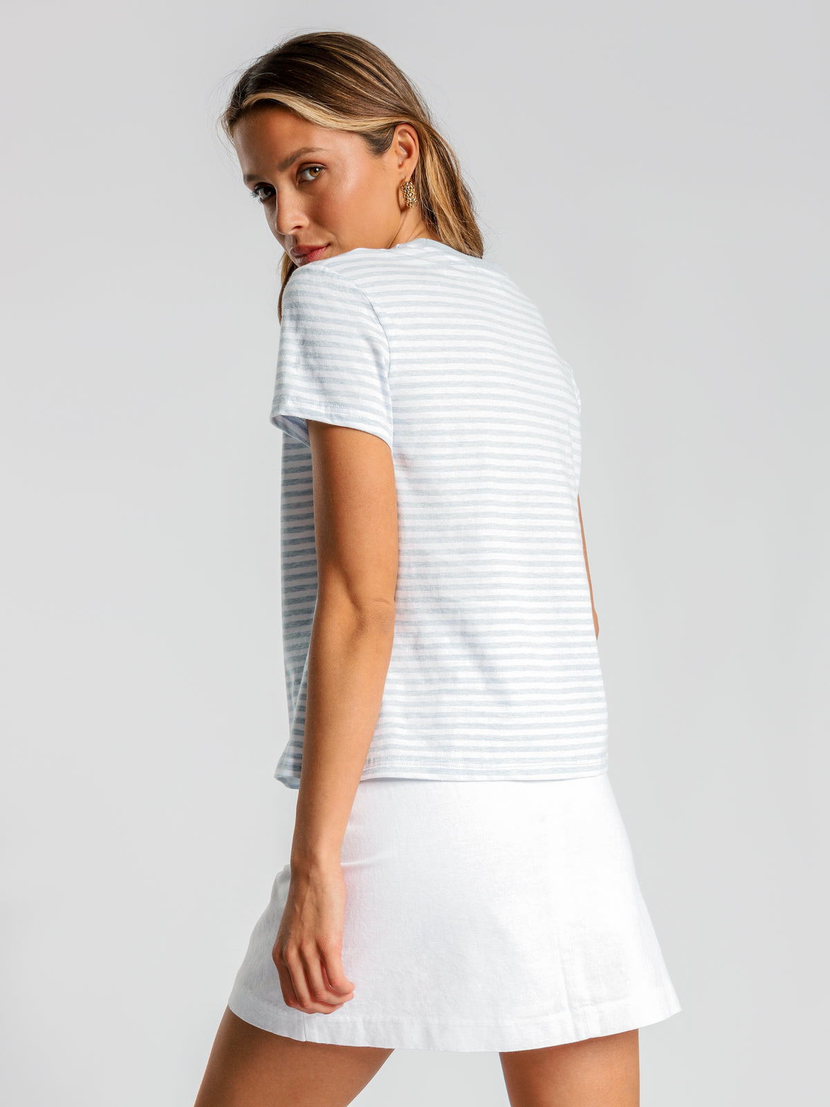 Gracie Ringer Update T-Shirt in Blue &amp; White Stripe