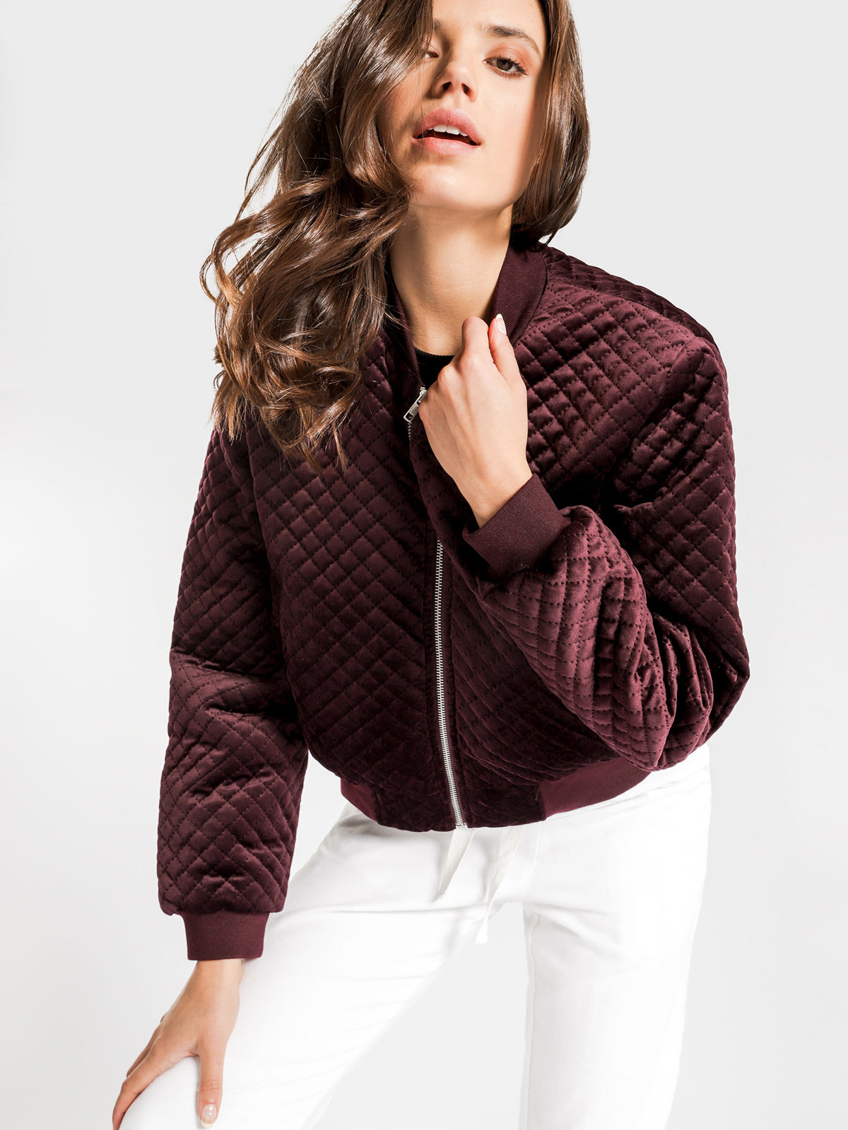 New Frankie Bomber Jacket in Berry
