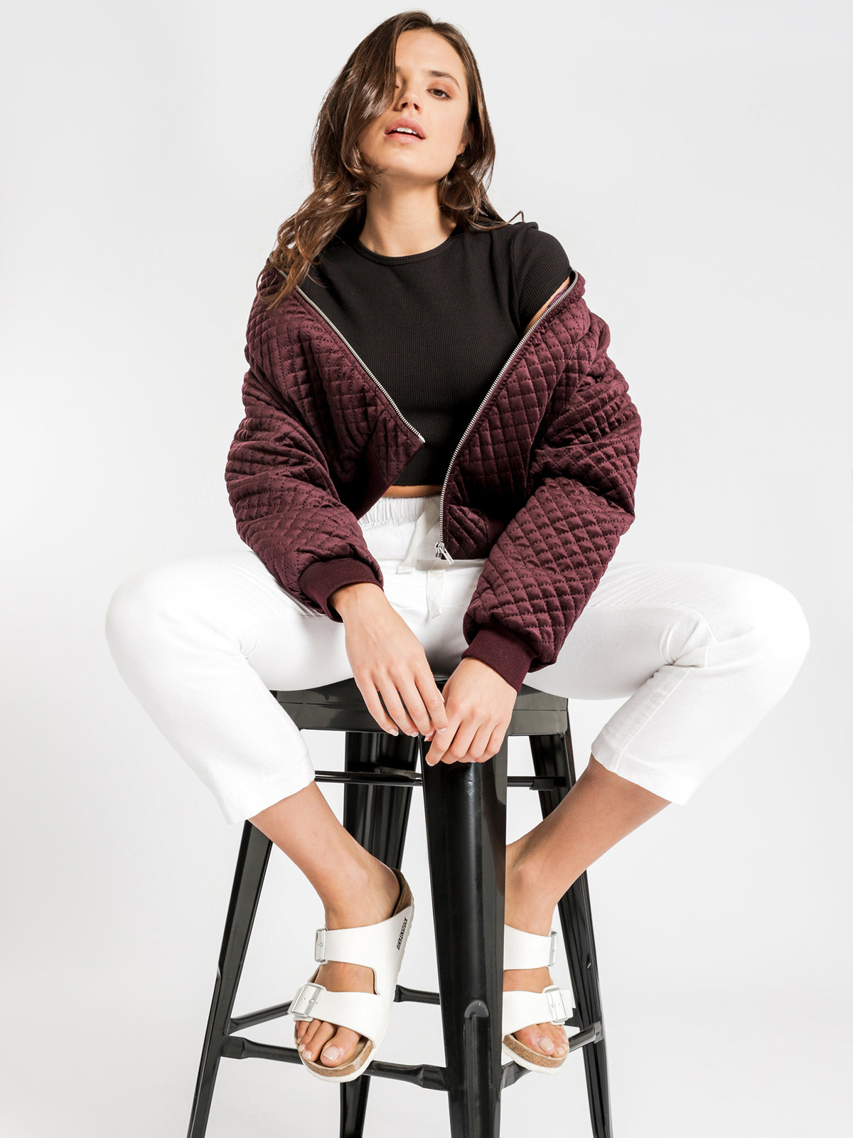 New Frankie Bomber Jacket in Berry