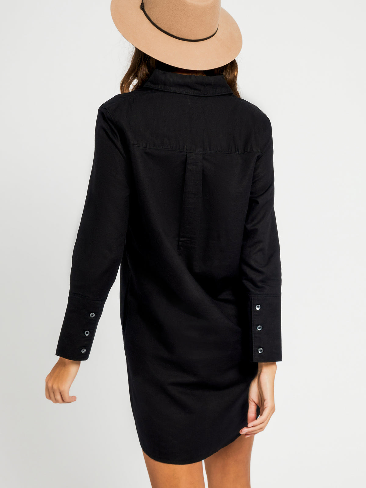 Maya Linen Shirt Dress in Black