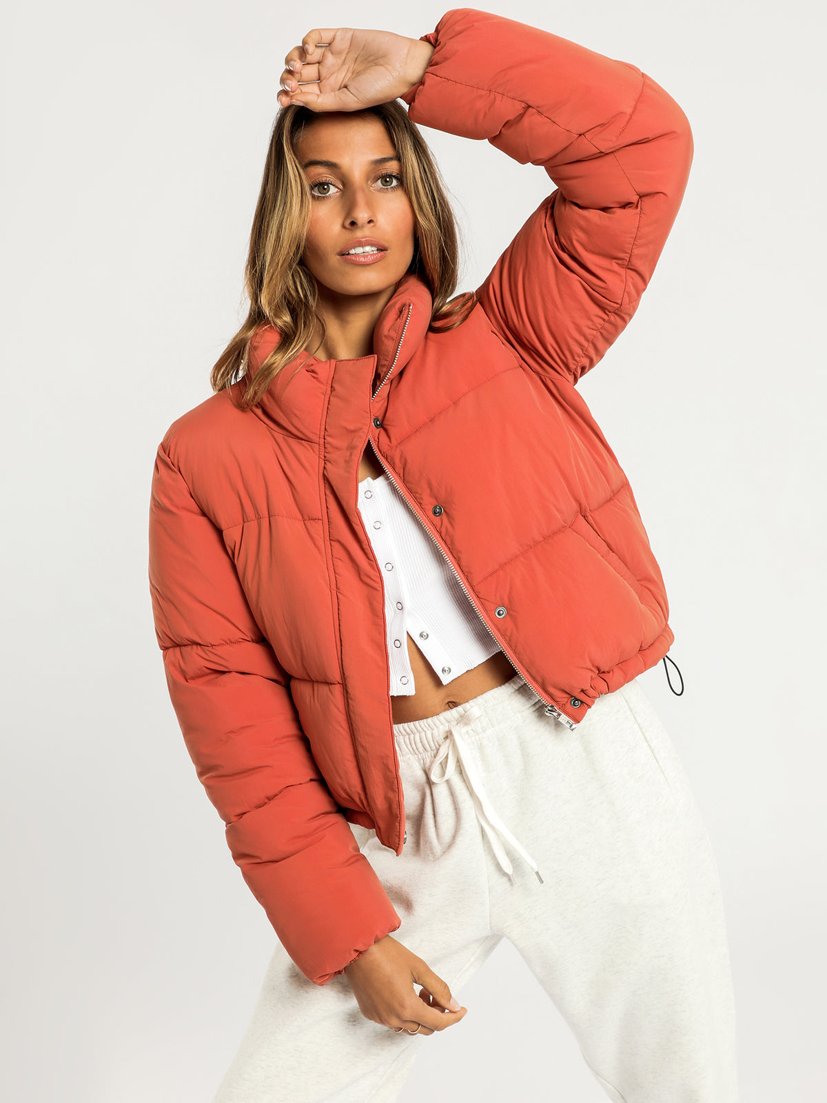 Topher Puffer Jacket in Auburn Red