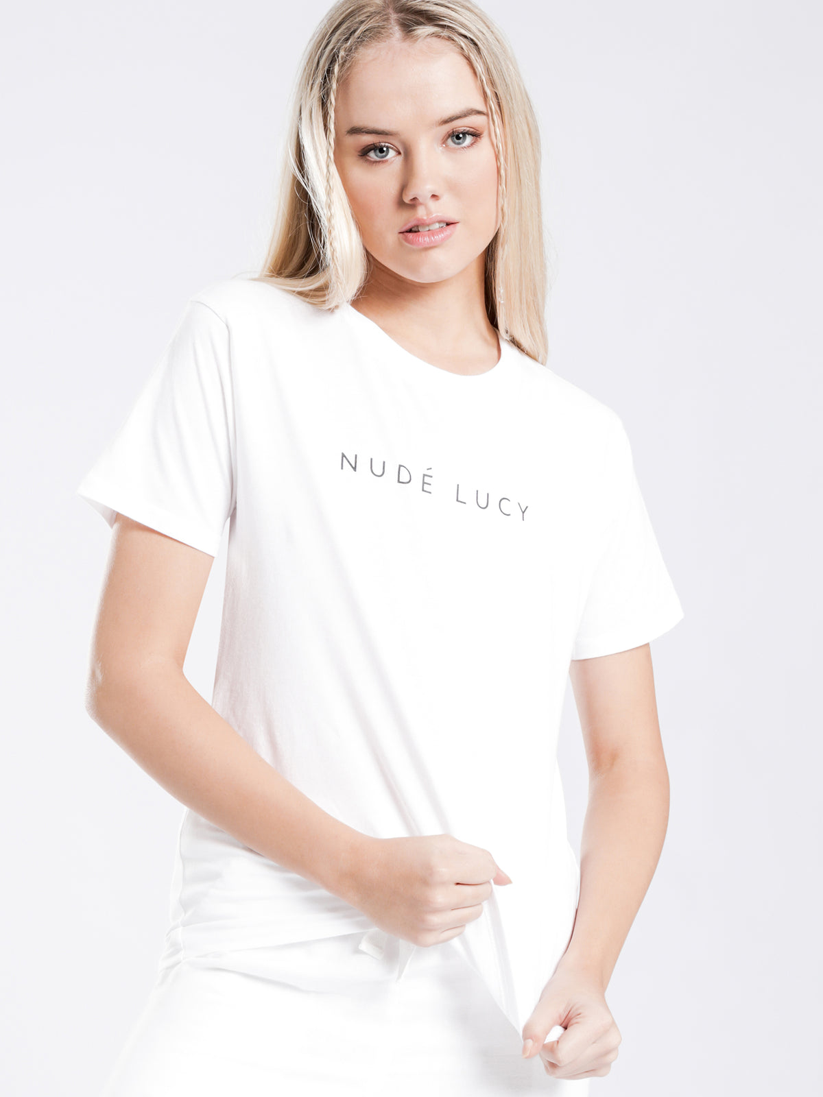 Nude Lucy Slogan T-Shirt in White
