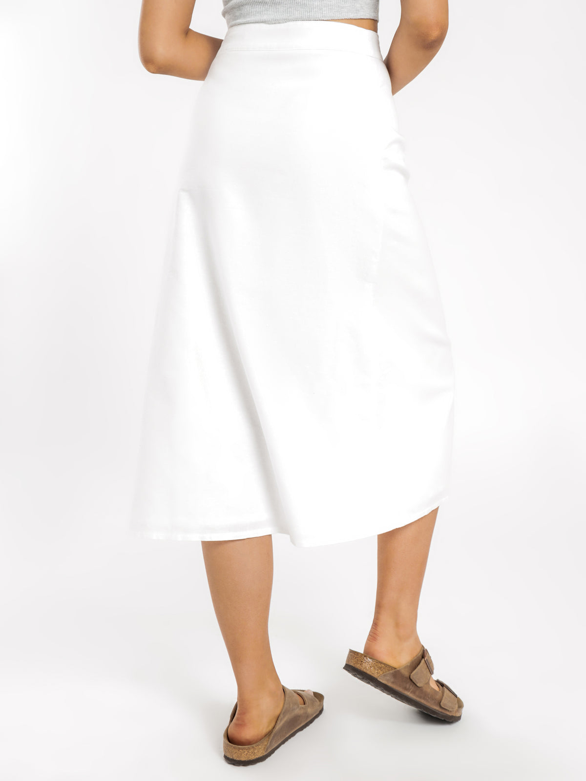 Kora Linen Midi Skirt in White
