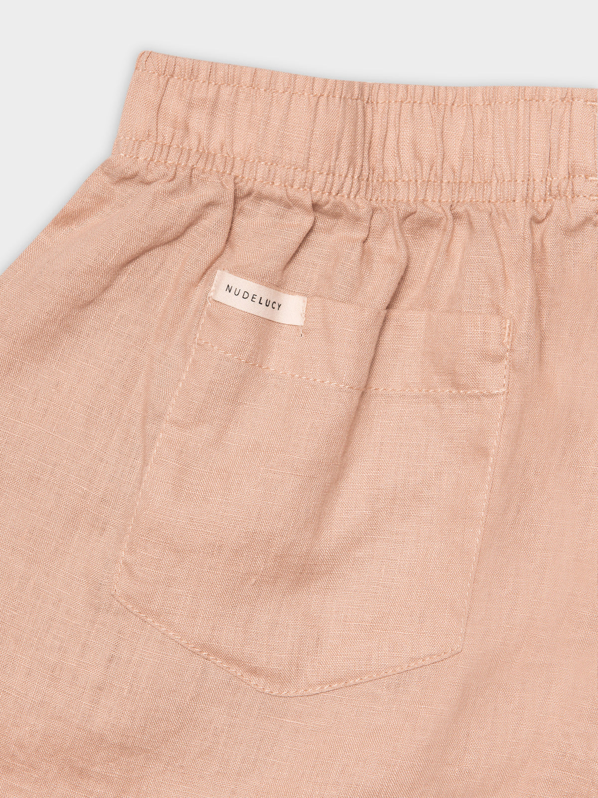 Nude Linen Lounge Short in Clay Pink