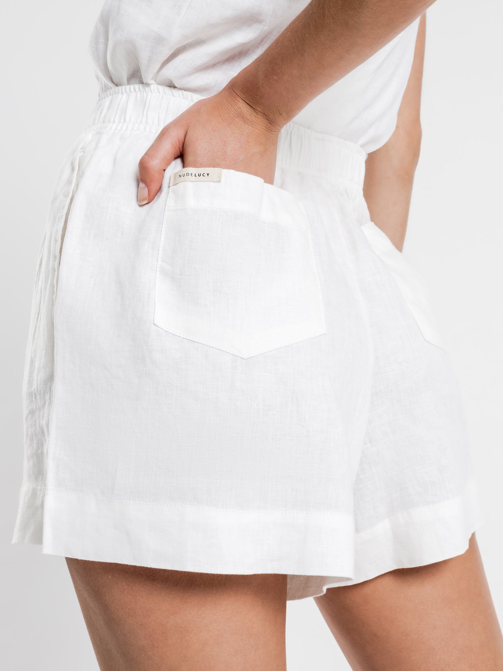 Linen Lounge Shorts in White