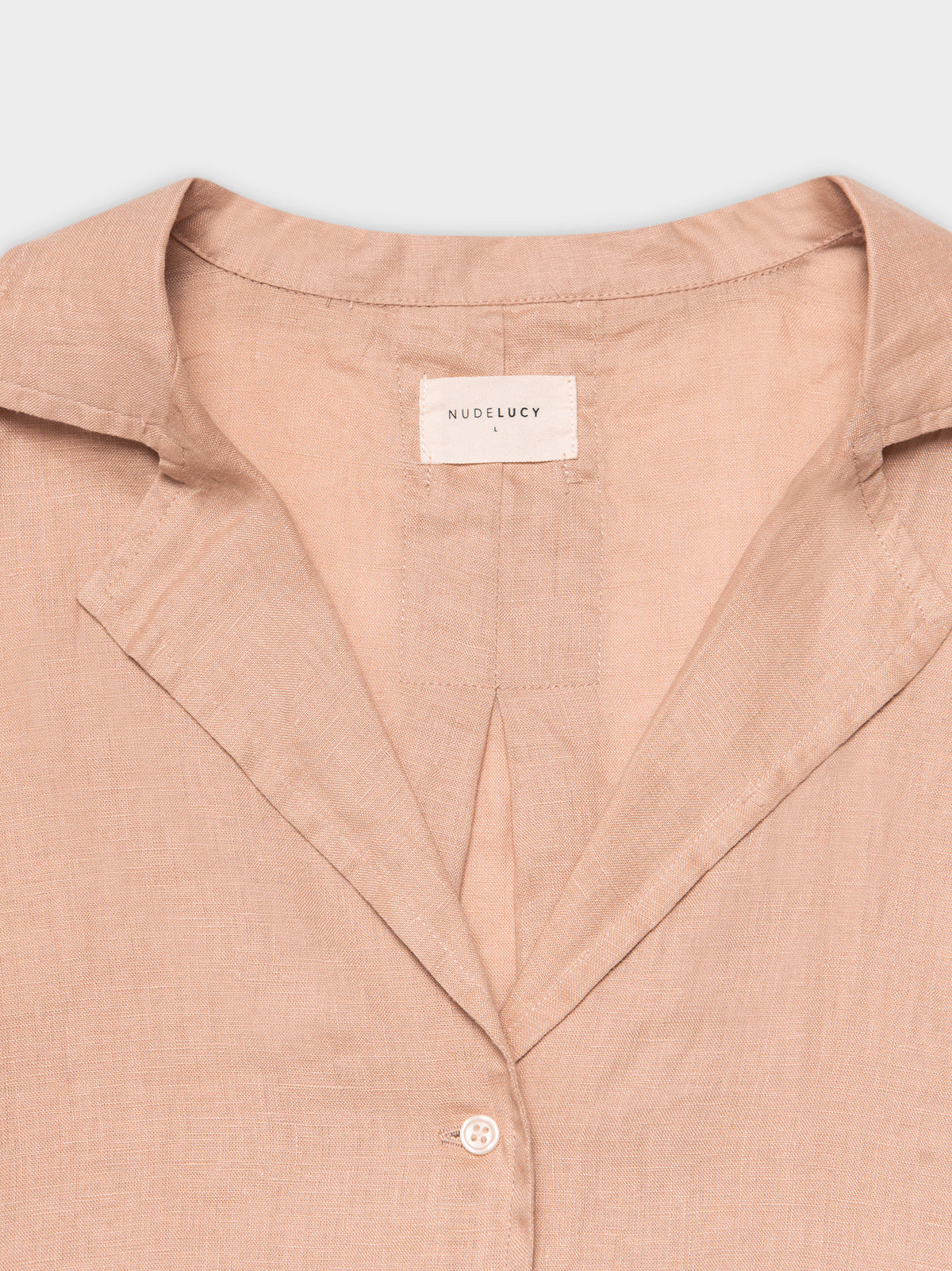 Nude Linen Lounge Shirt in Clay Pink