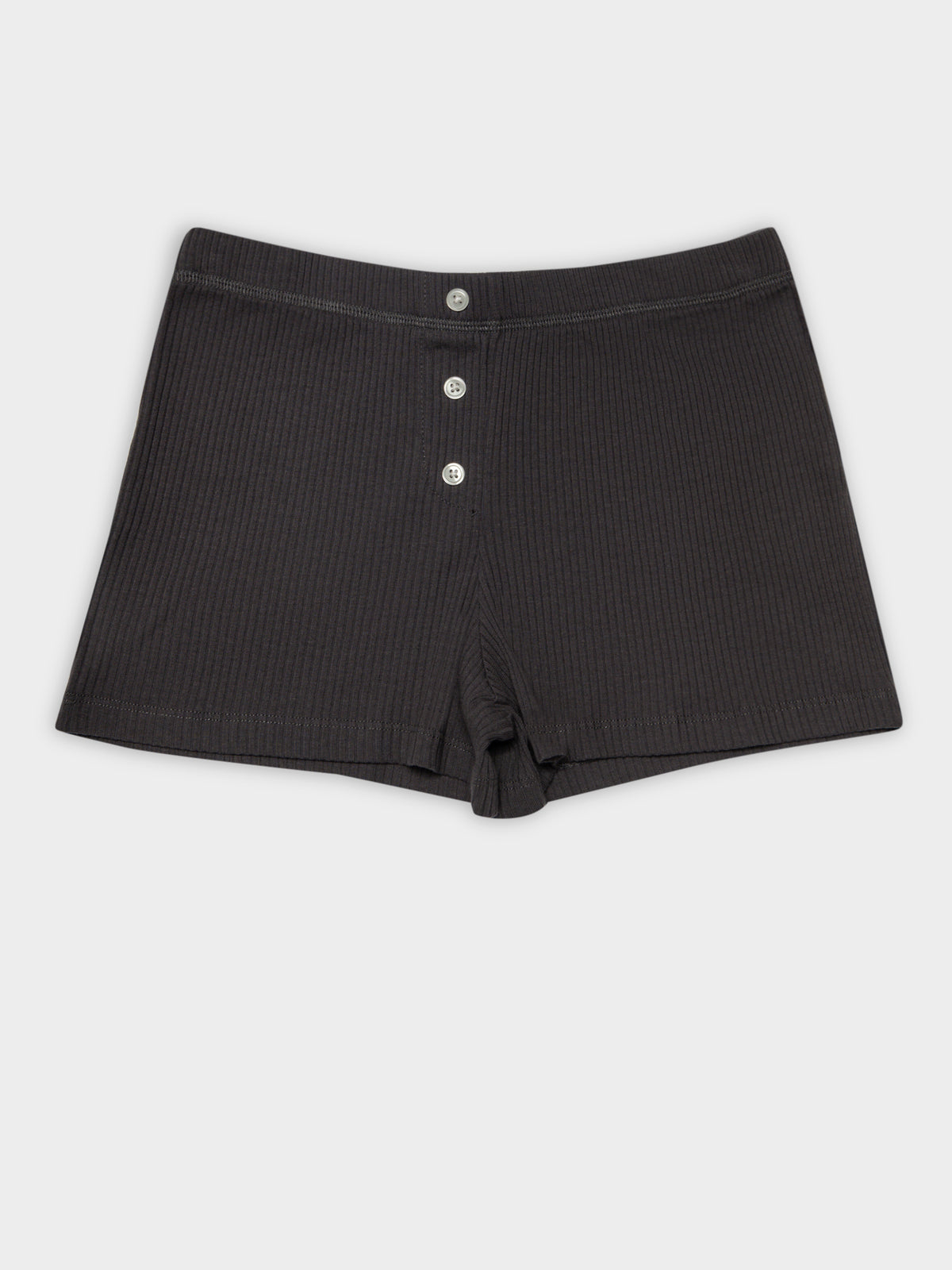 Ribbed Lounge Shorts in Coal