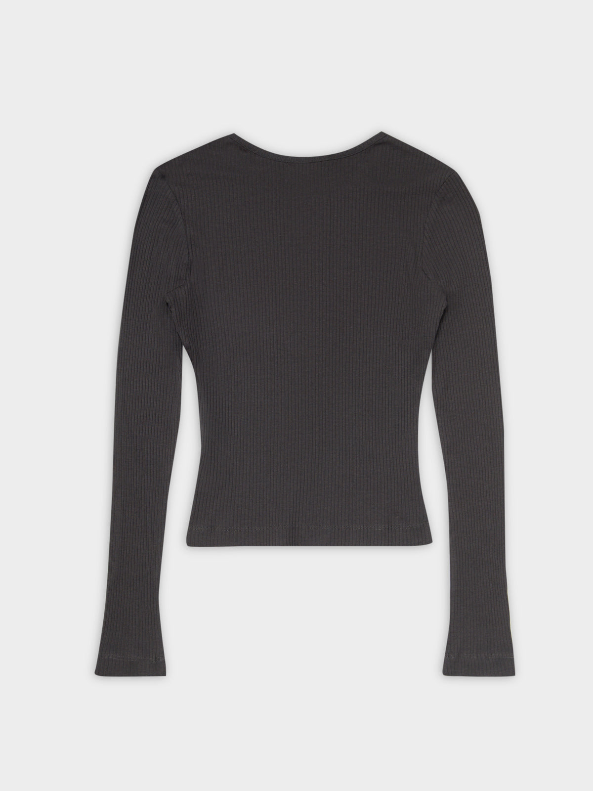 Ribbed Long Sleeve Lounge T-Shirt in Coal