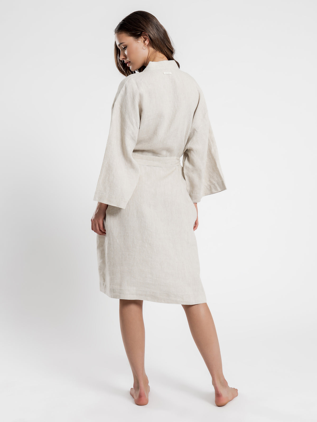 Linen Lounge Robe in Natural