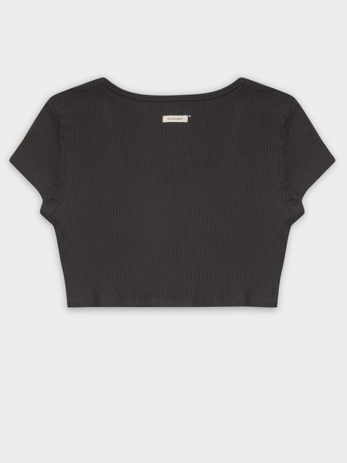 Ribbed Lounge Button T-Shirt in Coal