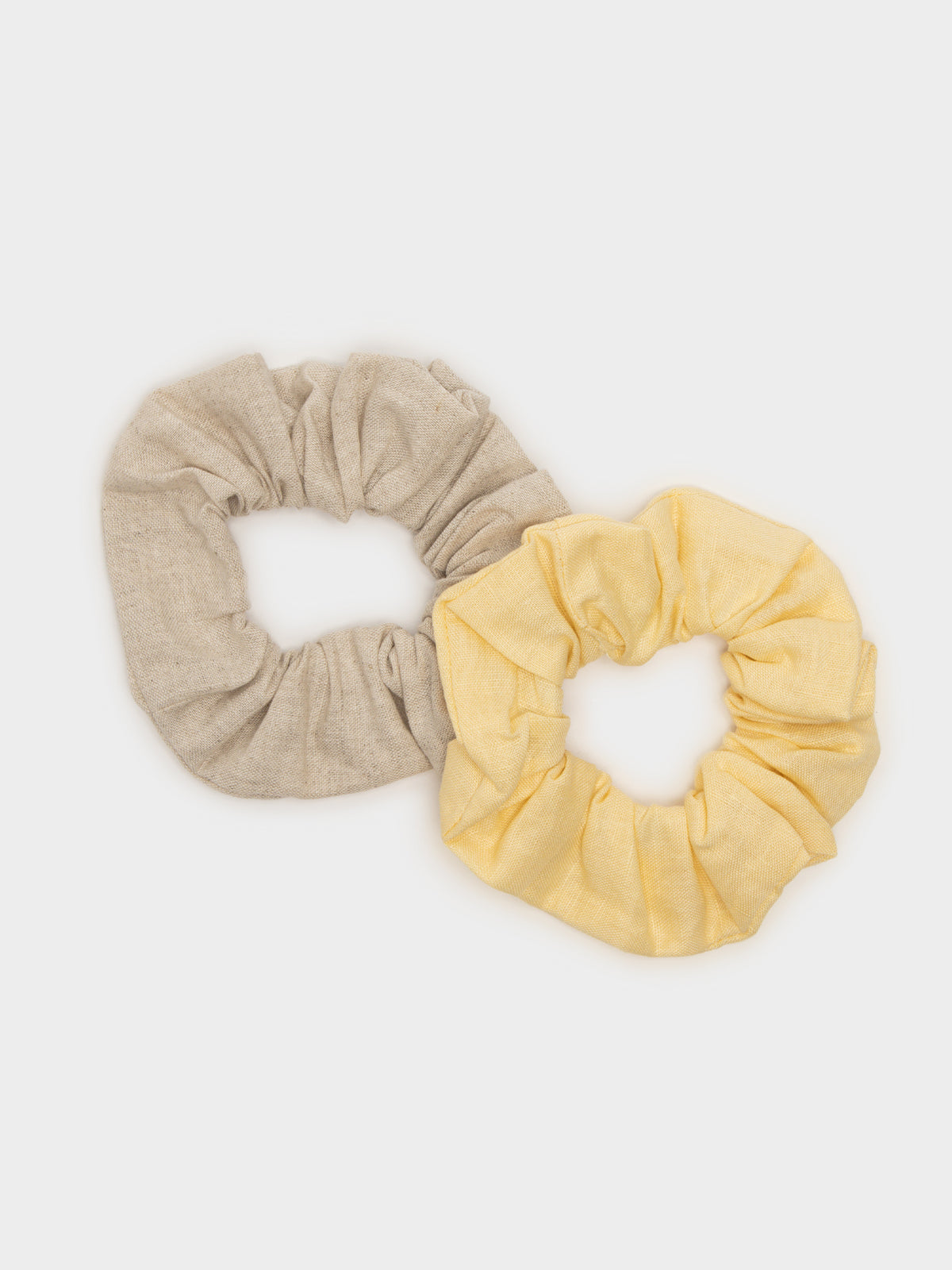 2 Scrunchies in Yellow &amp; Natural