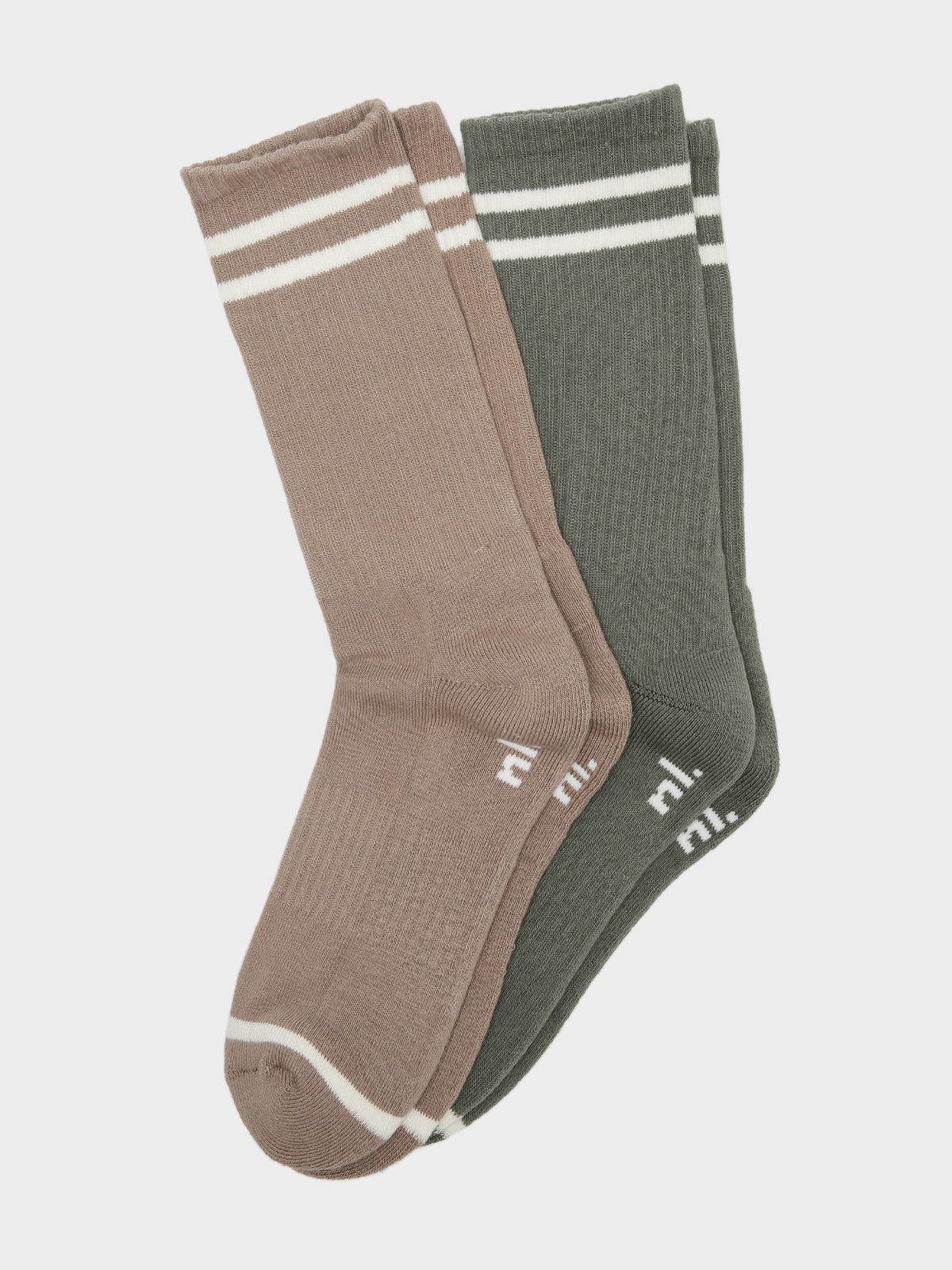 2 Pairs of Stripe Socks in Willow &amp; Caramel