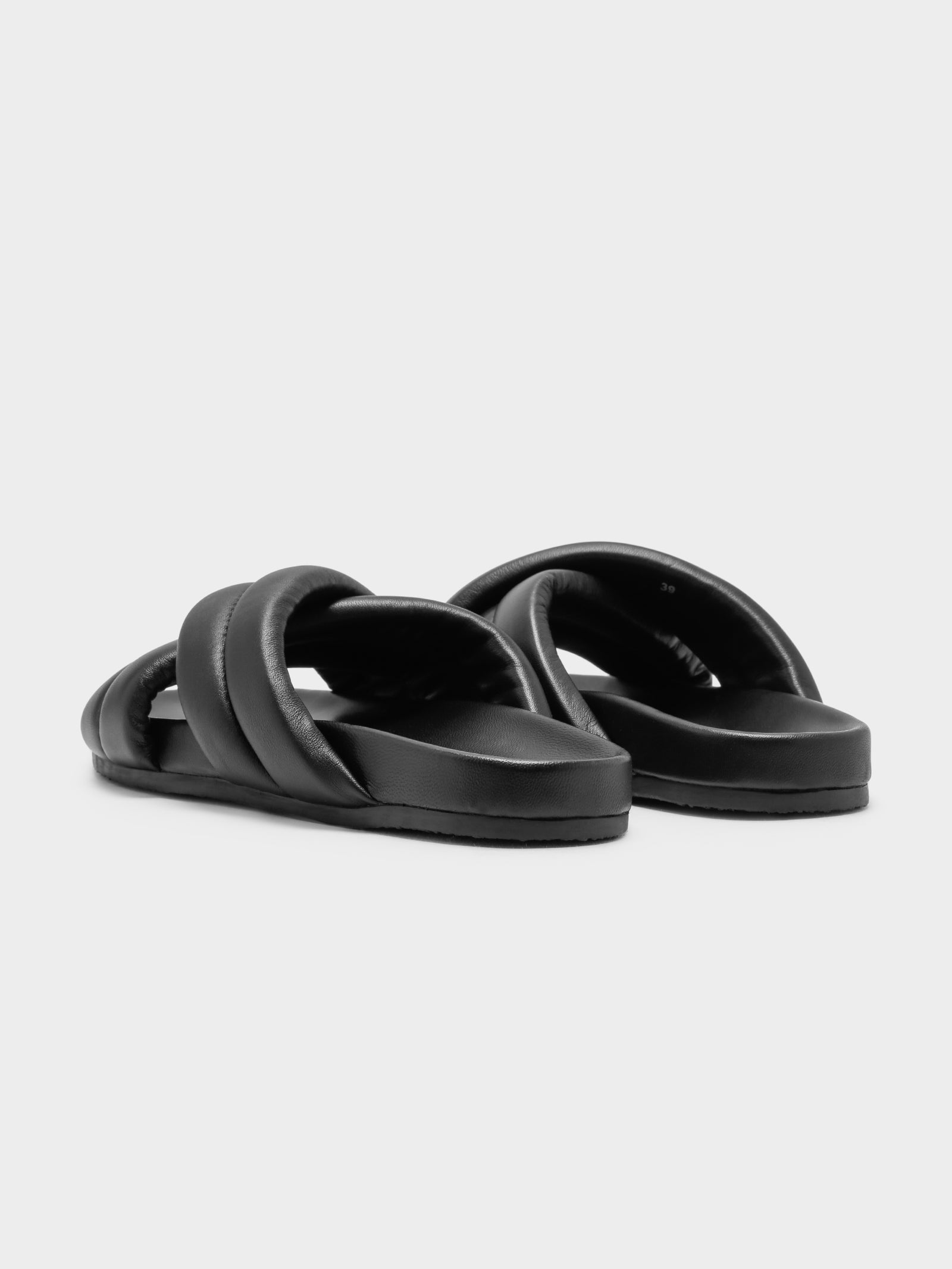 Womens Crossover Leather Slides in Black - Glue Store