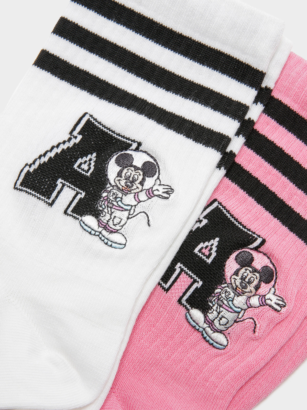 2 Pairs of Disney Crew Socks in White &amp; Pink