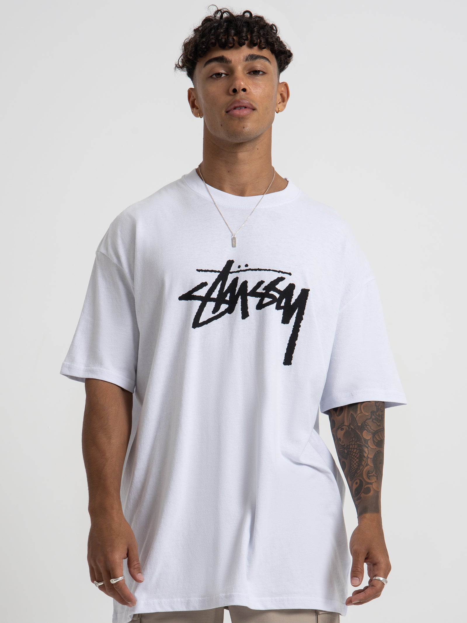 Solid Stock Logo Short Sleeve T-Shirt in White - Glue Store