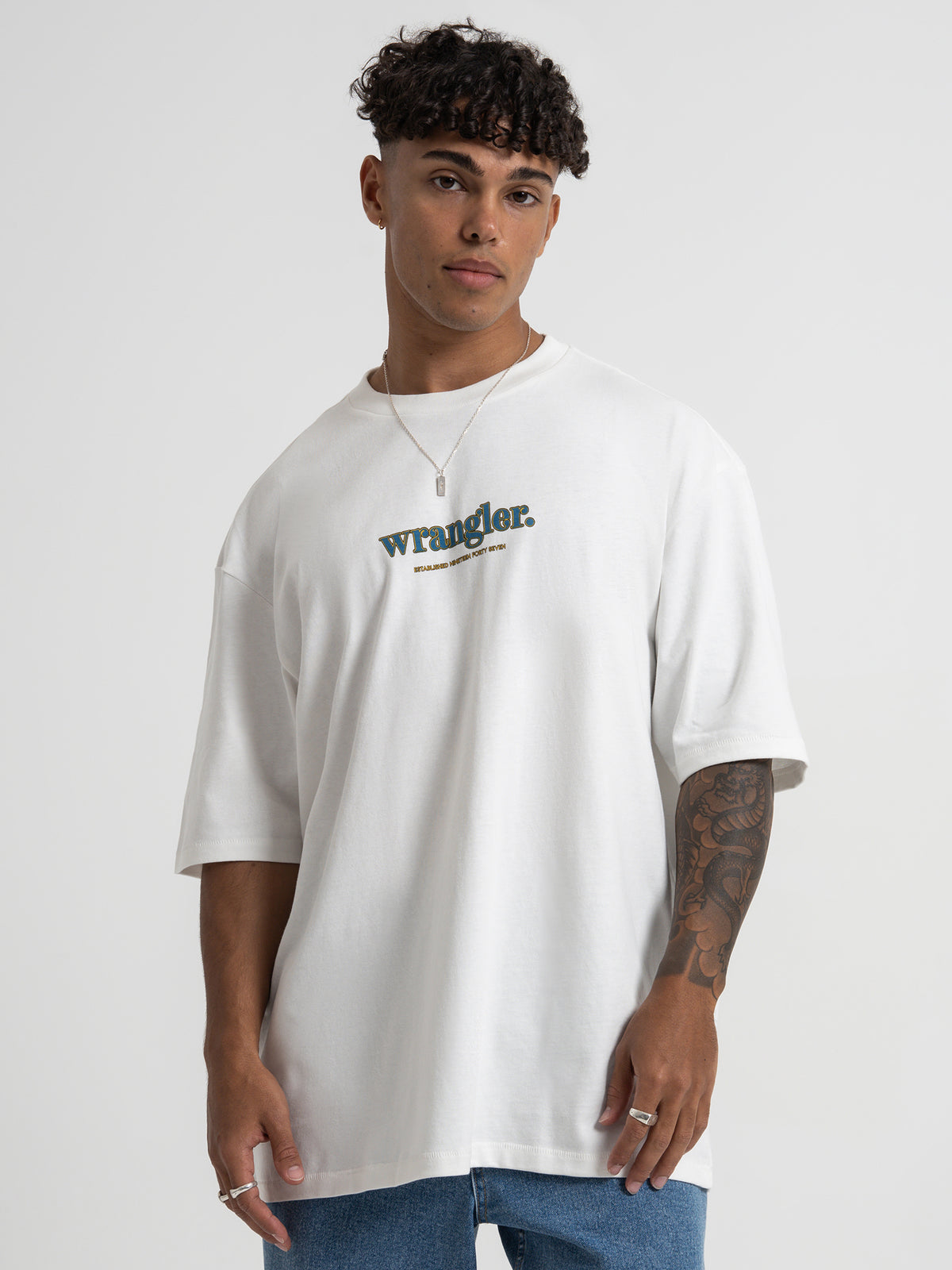 Core Serif Baggy T-Shirt in Vintage White
