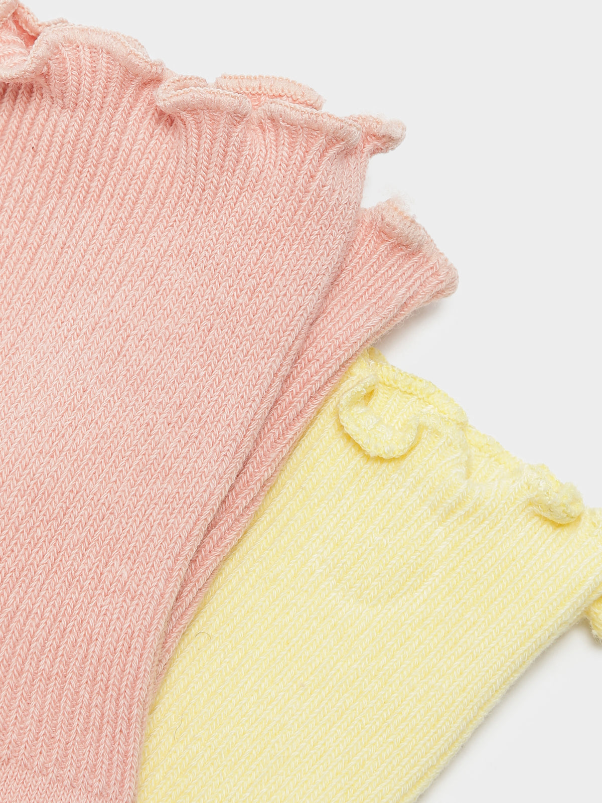 2 Pairs of Ruffle Ankle Socks in Rose and Lemon
