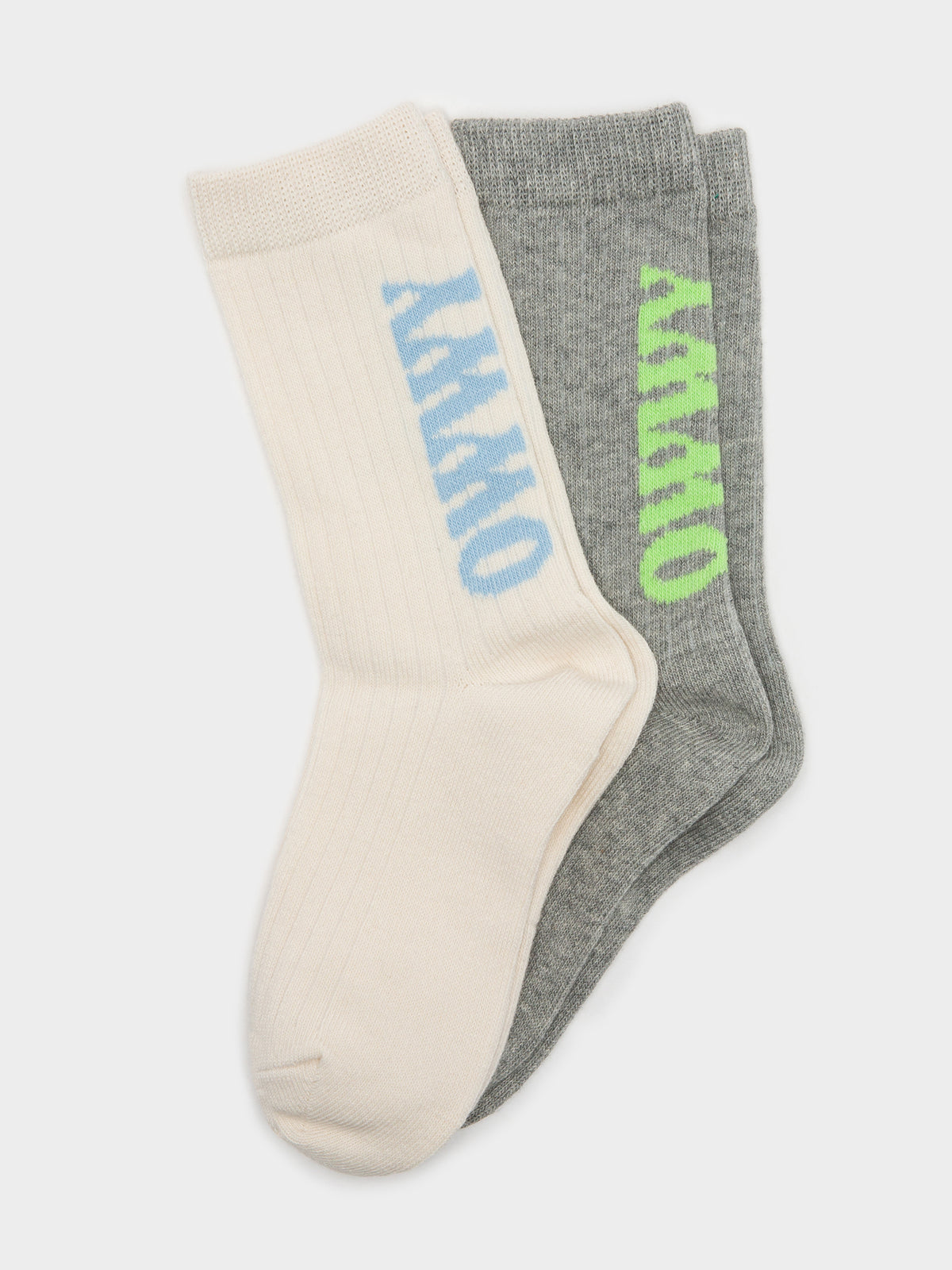 2 Pairs of Socks in White &amp; Grey