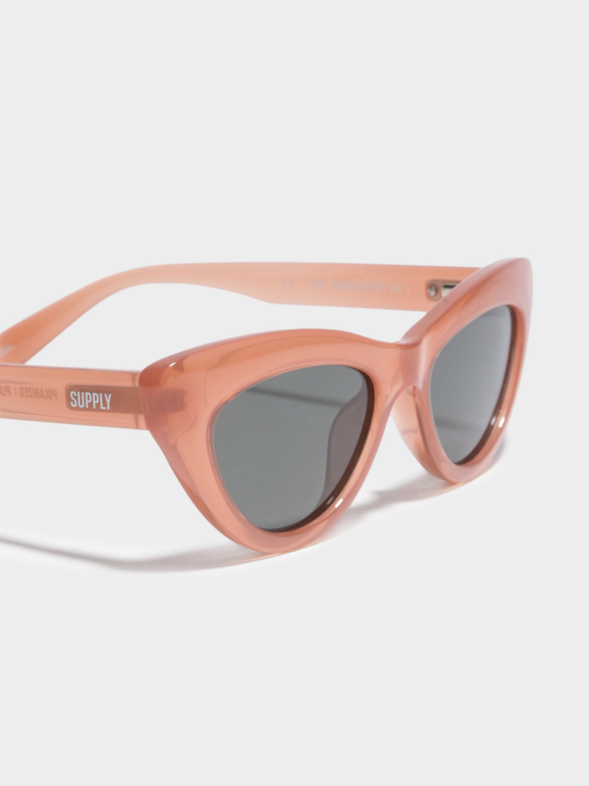 AMS Polarised Cateye Sunglasses in Polished Coral &amp; Dark Grey