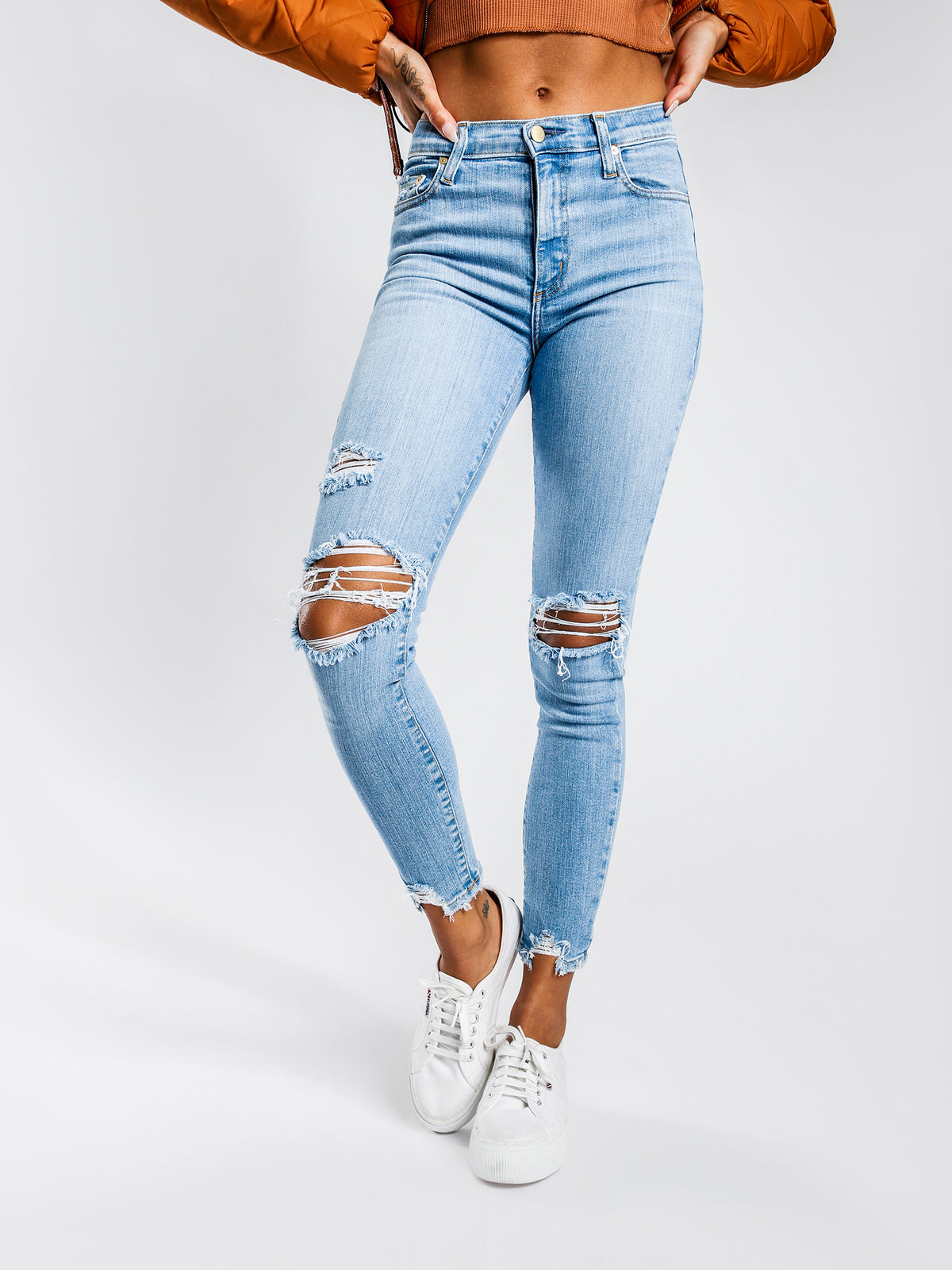 Cult Skinny High Rise Ankle Jeans in Artistry Blue Denim