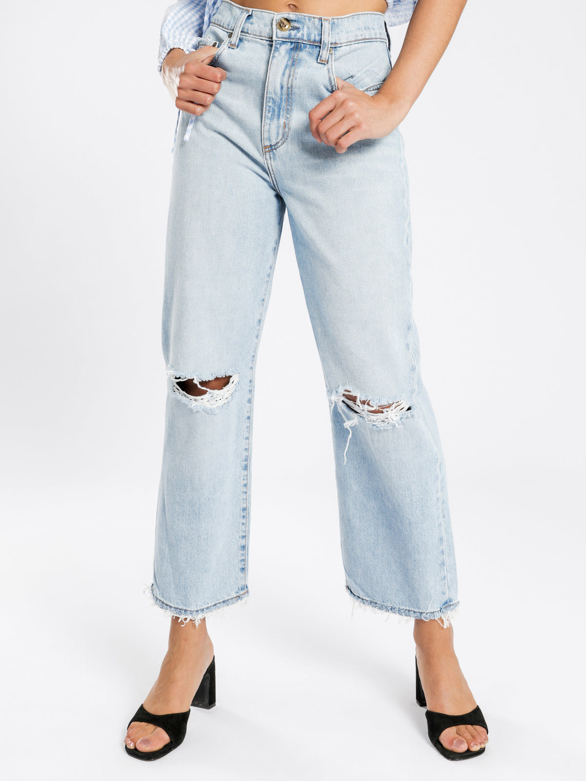 Lou Super High-Rise Cropped Jeans in Revere Blue Denim