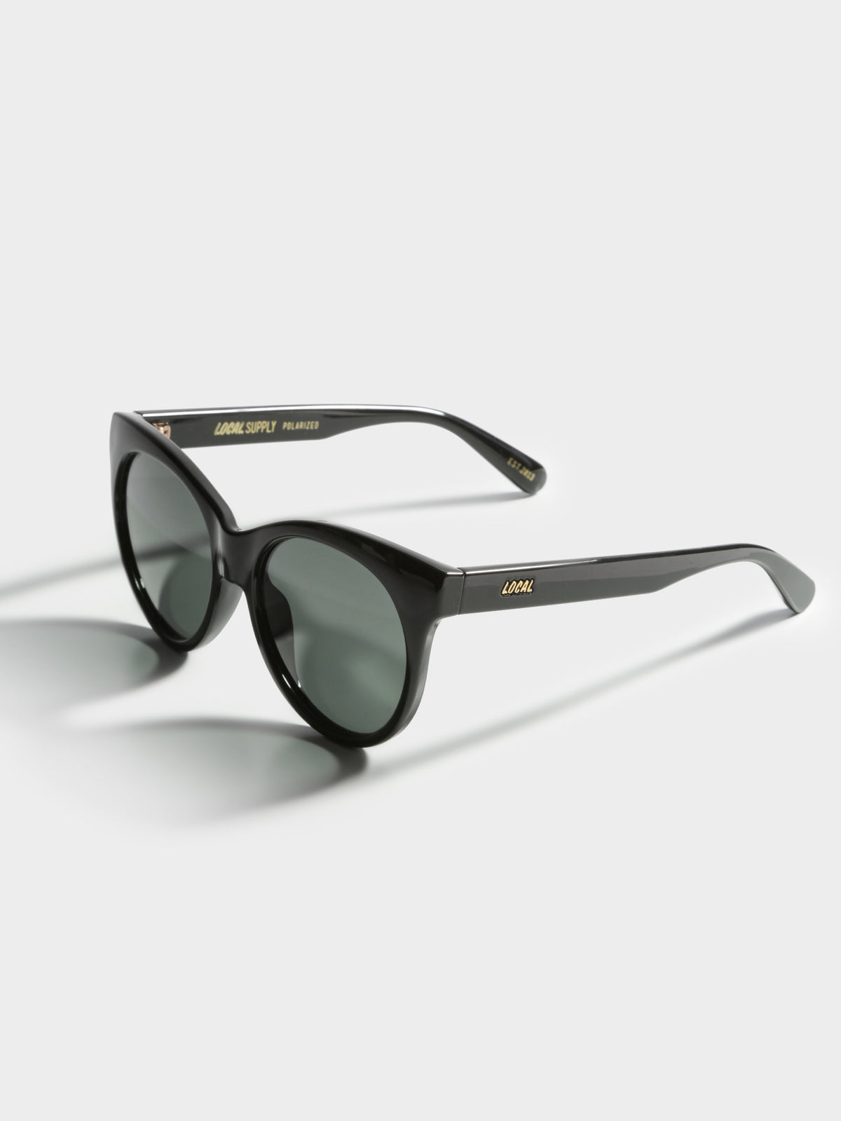 Palace BKG25 Polarised Round Sunglasses in Gloss Black