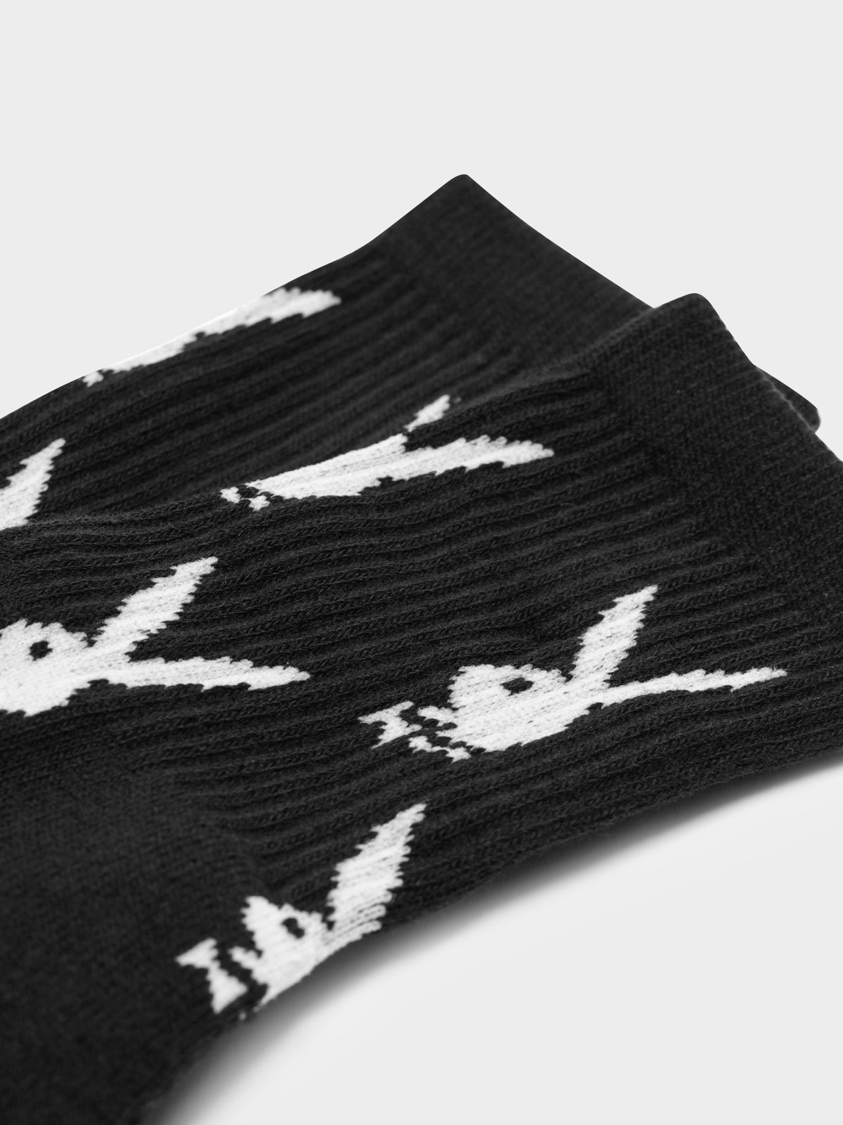 1 Pair of Bunny Crew Socks in Black &amp; White