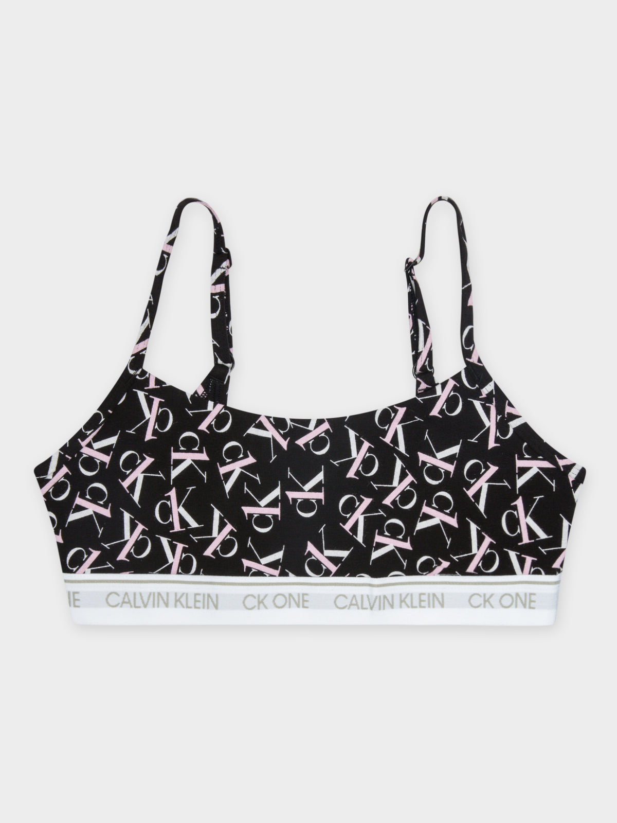 CK One Cotton Unlined Bralette in Black, White &amp; Sand Rose