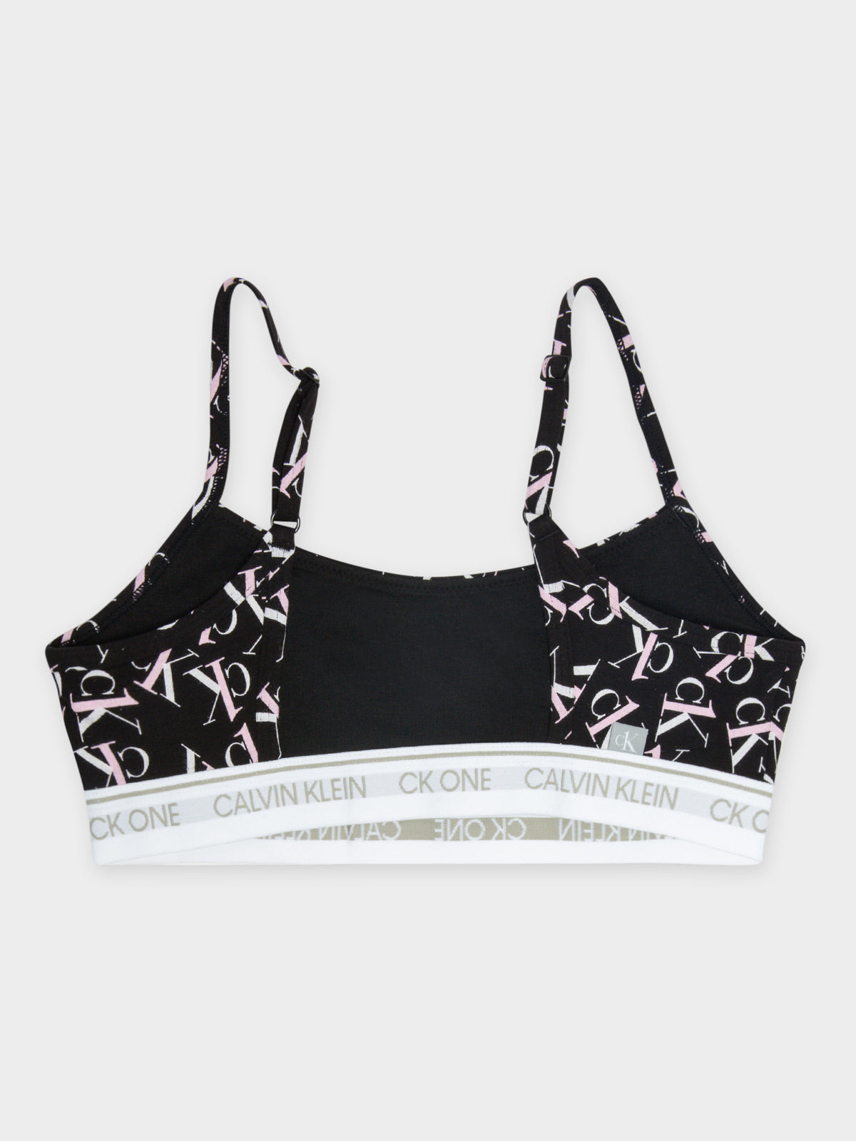 CK One Cotton Unlined Bralette in Black, White &amp; Sand Rose