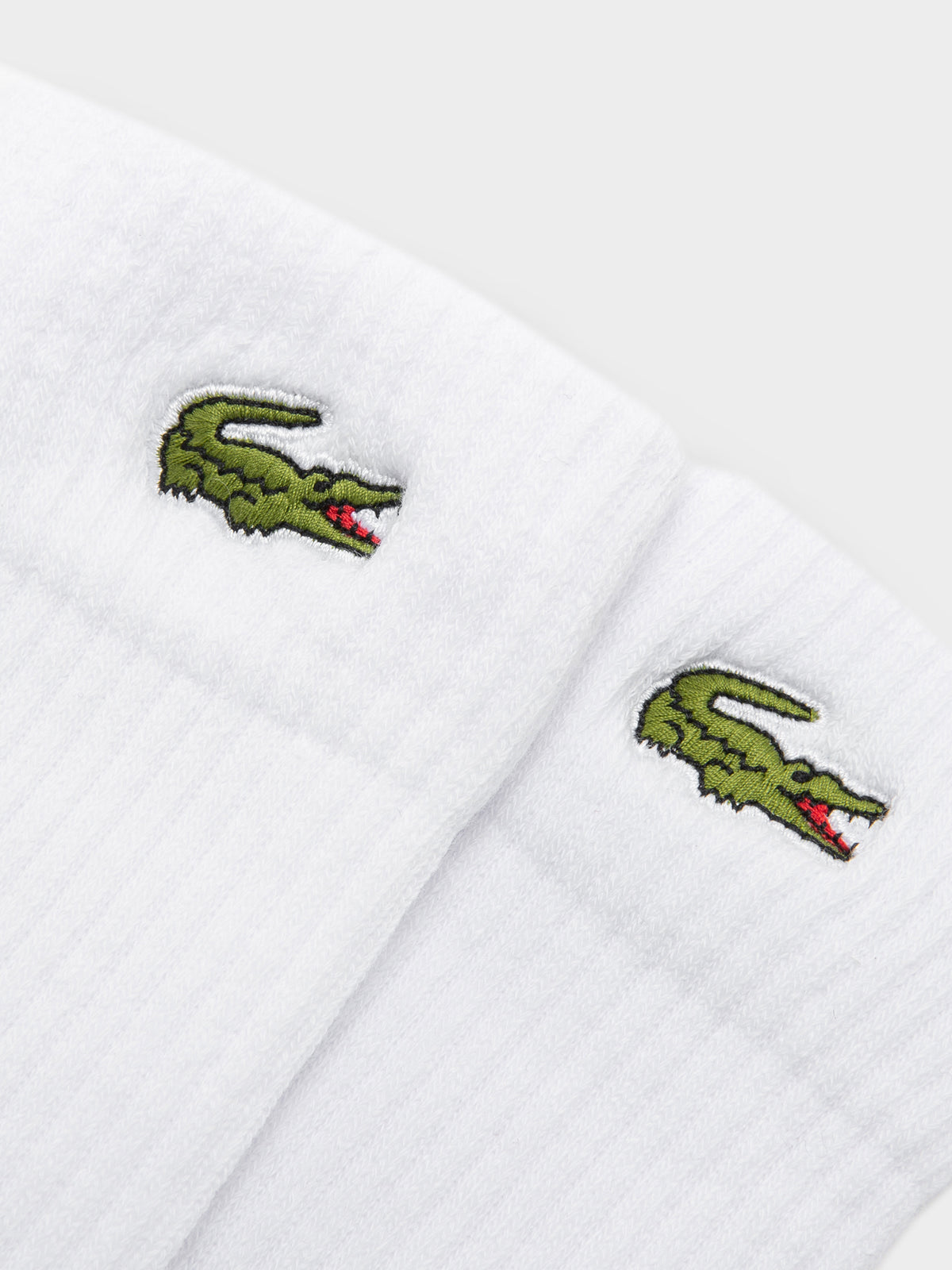 One Pair of Lacoste Crew Socks in White