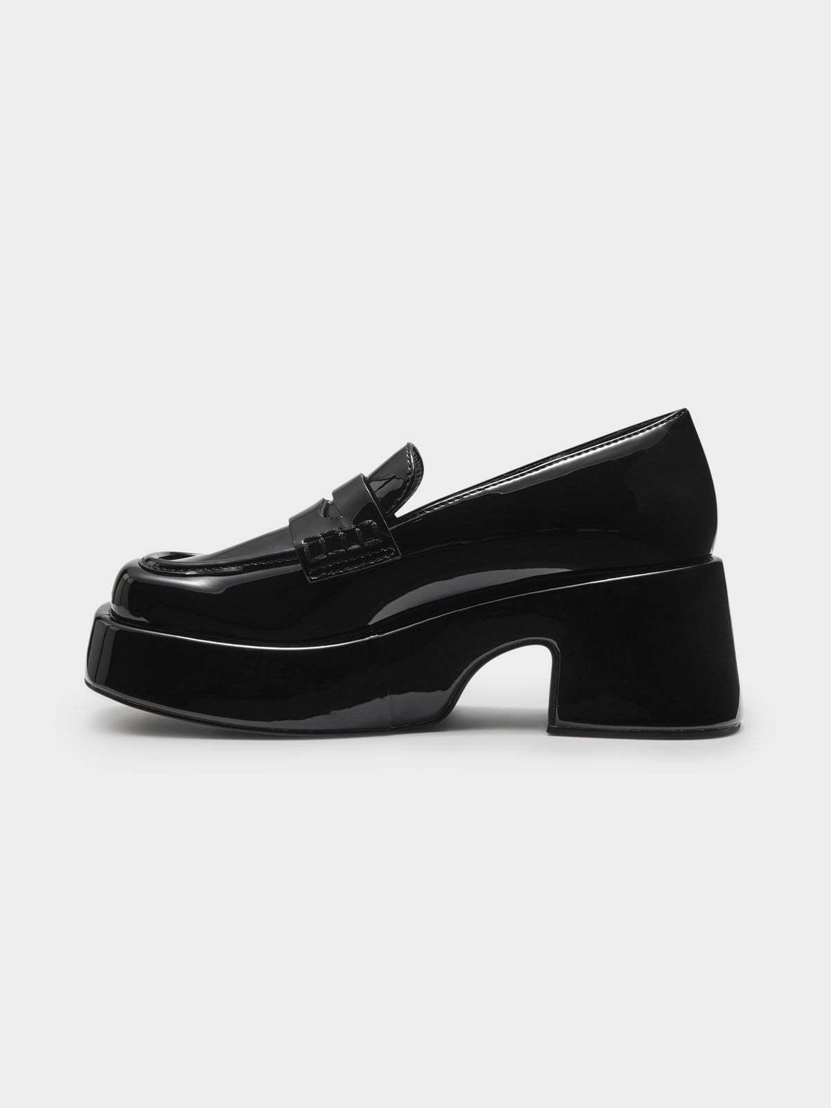 Womens Ella May Ding Rustica Platform Loafers in Black Patent