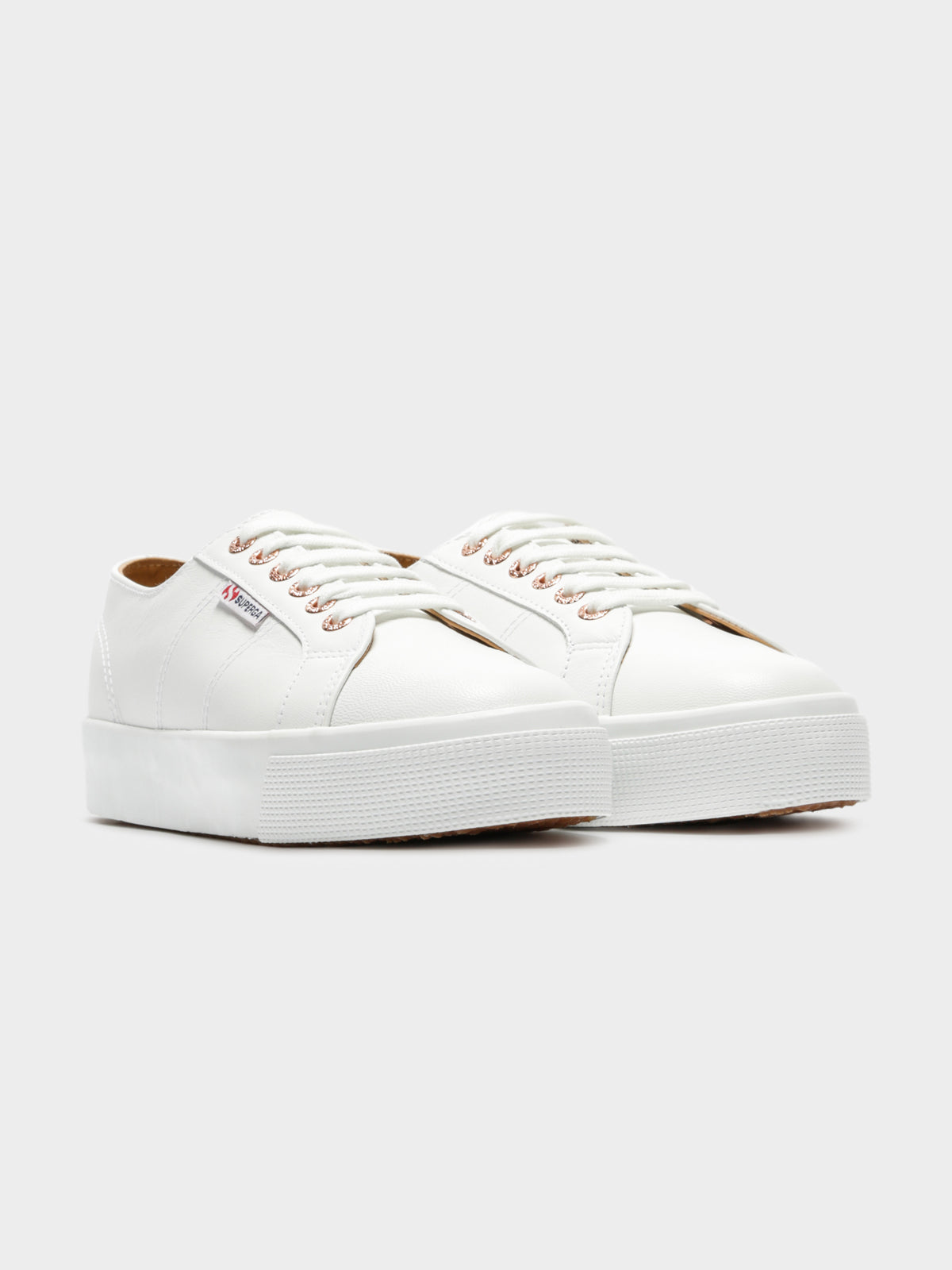 Womens 2730 Leather Nappaleau Sneakers in Rose Gold &amp; White