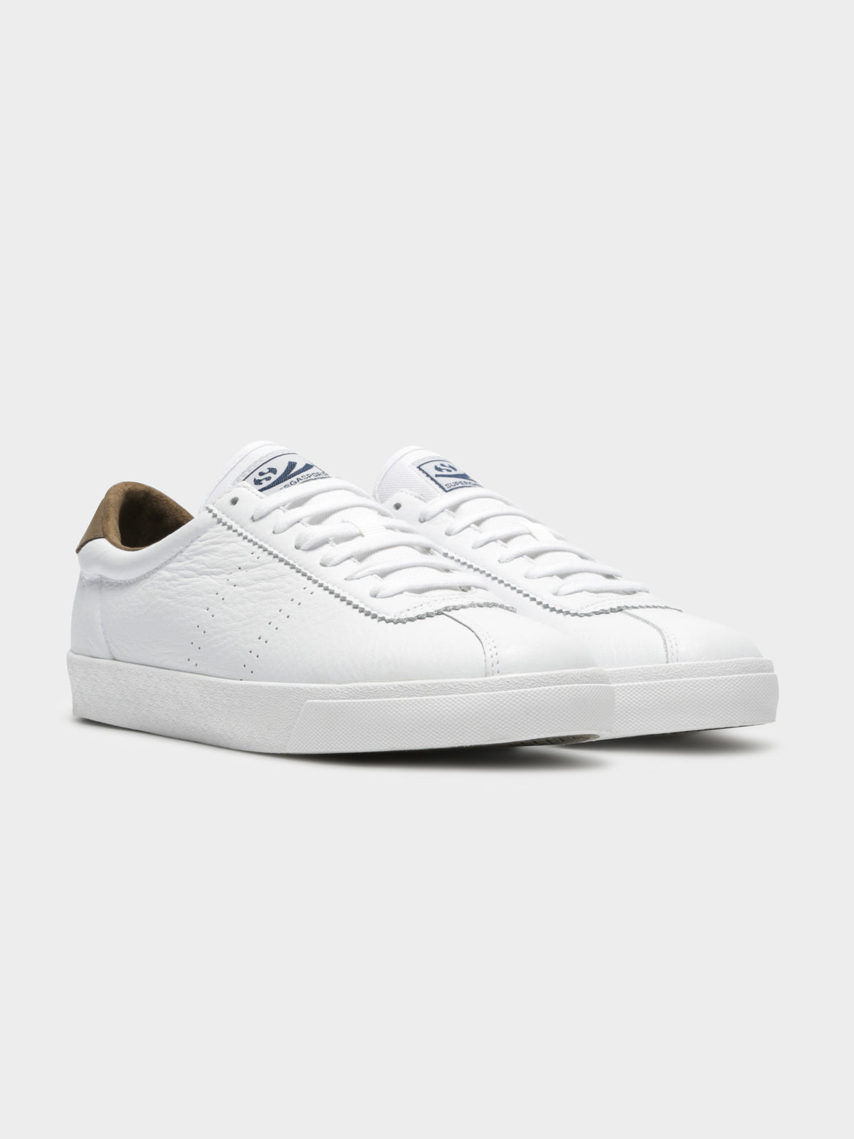 2843 Clubs Comfleau Sneakers in White &amp; Khaki